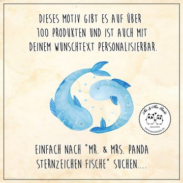 Mr. & Mrs. Panda Tablett Sternzeichen Fische - Sternenhimmel Blau - Geschenk, Frühstückstablet, Echtholz lasiert, (1-tlg), Anti-Rutsch Pads