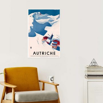 Posterlounge Poster Vintage Ski Collection, Wintersport in Österreich (französisch), Vintage Illustration