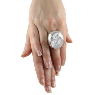 SKIELKA DESIGNSCHMUCK Silberring Bergkristall Ring "Heavy" 32x26 mm (Sterling Silber 925) (1-tlg), hochwertige Goldschmiedearbeit aus Deutschland