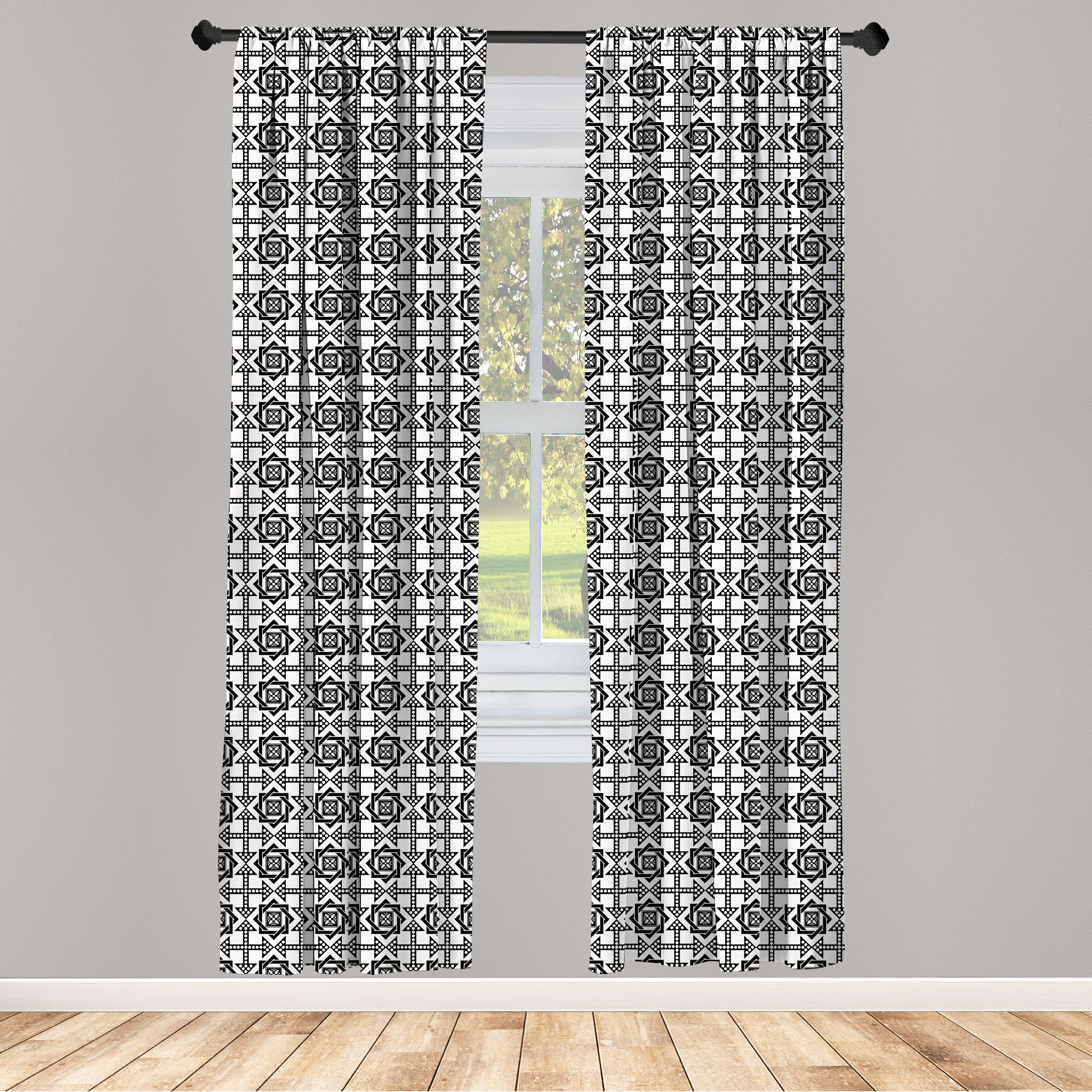 Gardine Vorhang für Wohnzimmer Schlafzimmer Dekor, Abakuhaus, Microfaser, Schwarz und weiß Celtic Stern