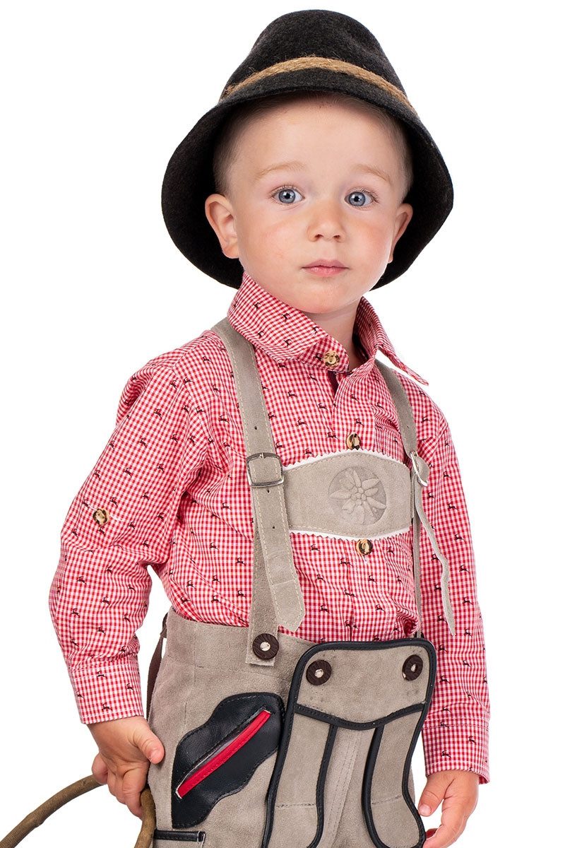 Isar-Trachten Trachtenhemd Trachtenhemd Kind - LIAM - rot