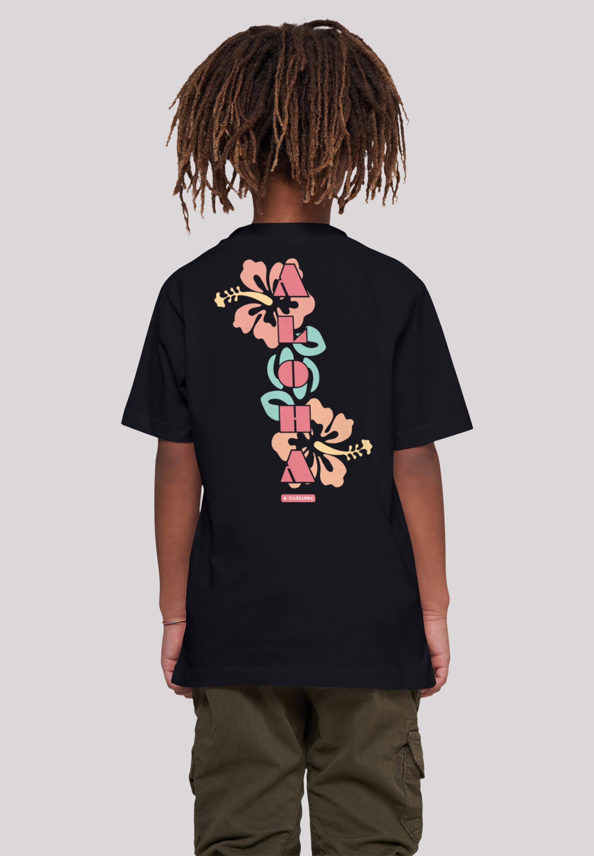 F4NT4STIC T-Shirt Aloha Print, Das Model ist 145 cm groß und trägt Größe  145/152