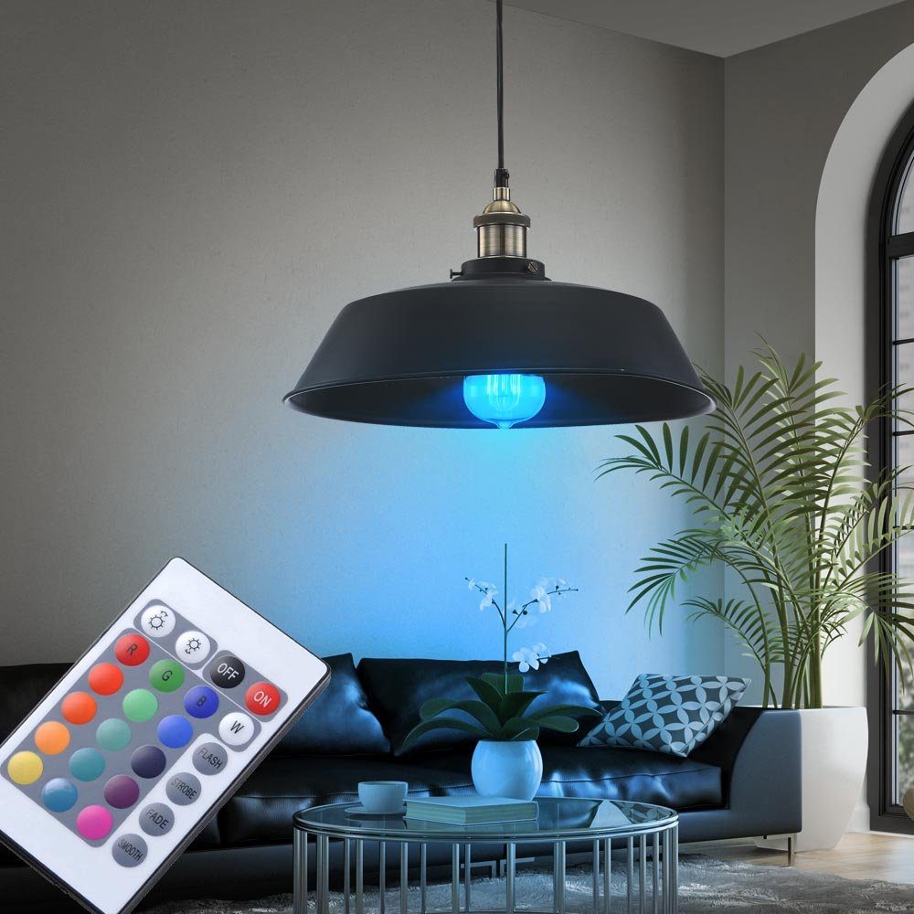 etc-shop LED Pendelleuchte, inklusive, Design Leuchtmittel Lampe ALU Warmweiß, Fernbedienung Hänge Farbwechsel, Pendel Dimmer