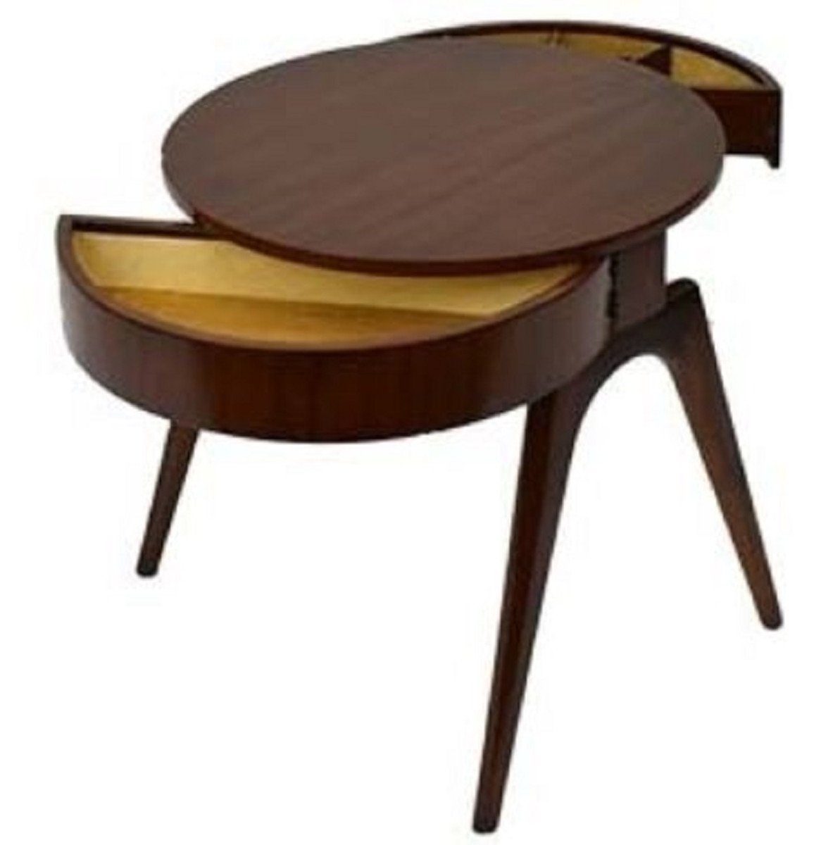 54 Tisch Padrino x Runder Dunkelbraun Schubladen Mahagoni Casa Luxus Beistelltisch 2 mit 54 - Ø Luxus Beistelltisch cm Qualität - H.