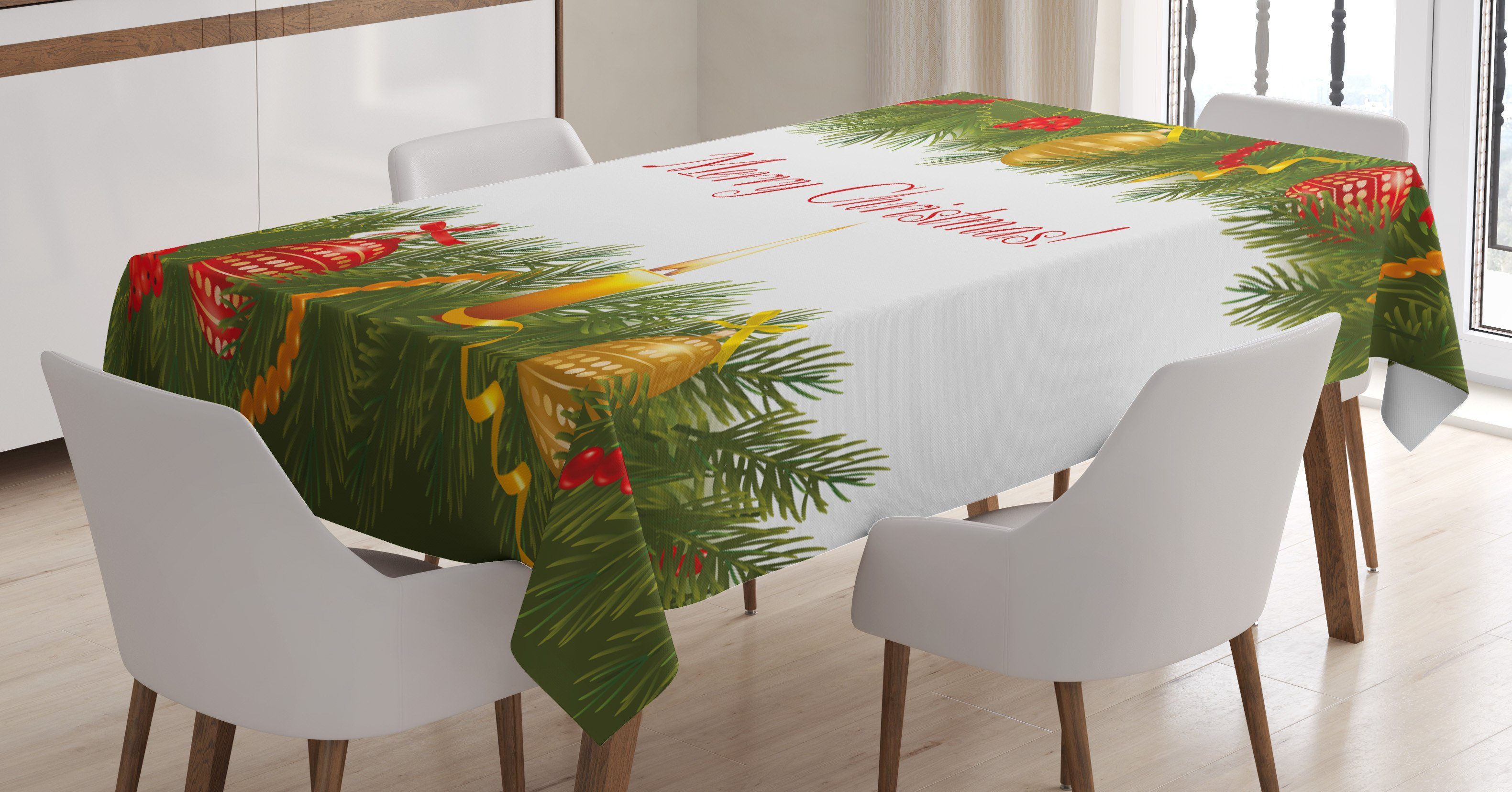 Abakuhaus Tischdecke Farbfest Waschbar Für den Außen Bereich geeignet Klare Farben, Weihnachten Baum Kerze Gruß