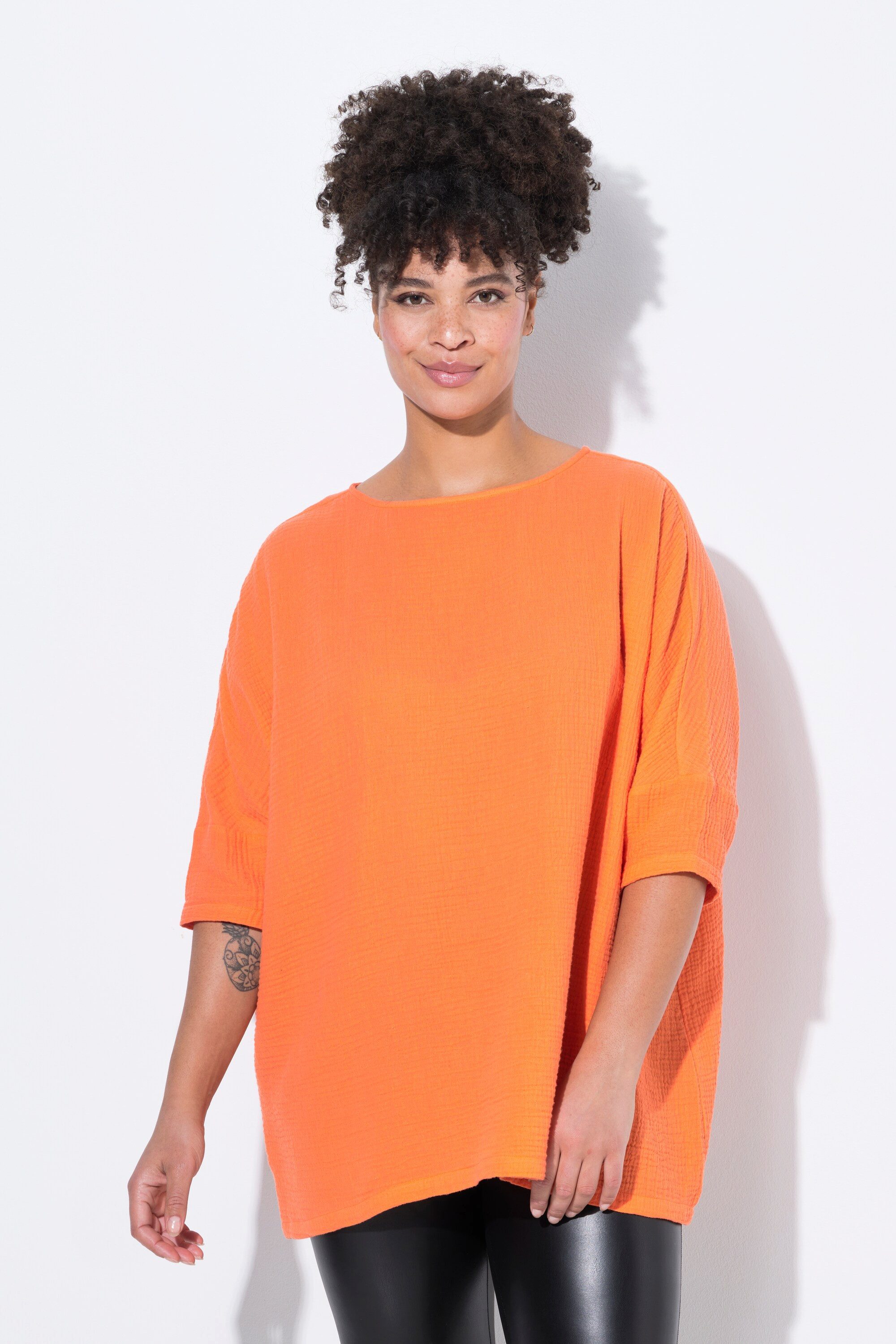 MIAMODA Longbluse Bluse oversized Musselin 3/4-Ärmel günstig online kaufen