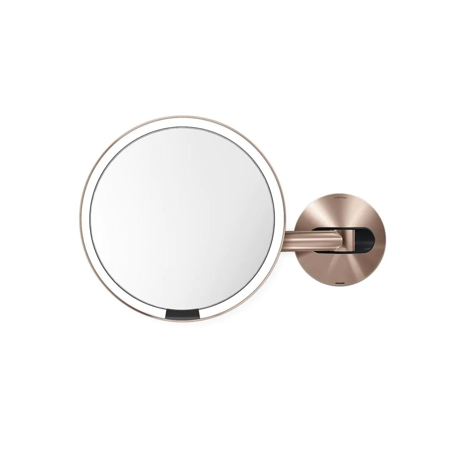 simplehuman LED-Lichtspiegel Wiederaufladbarer Sensorspiegel mit Wandhalterung Roségold 20 cm