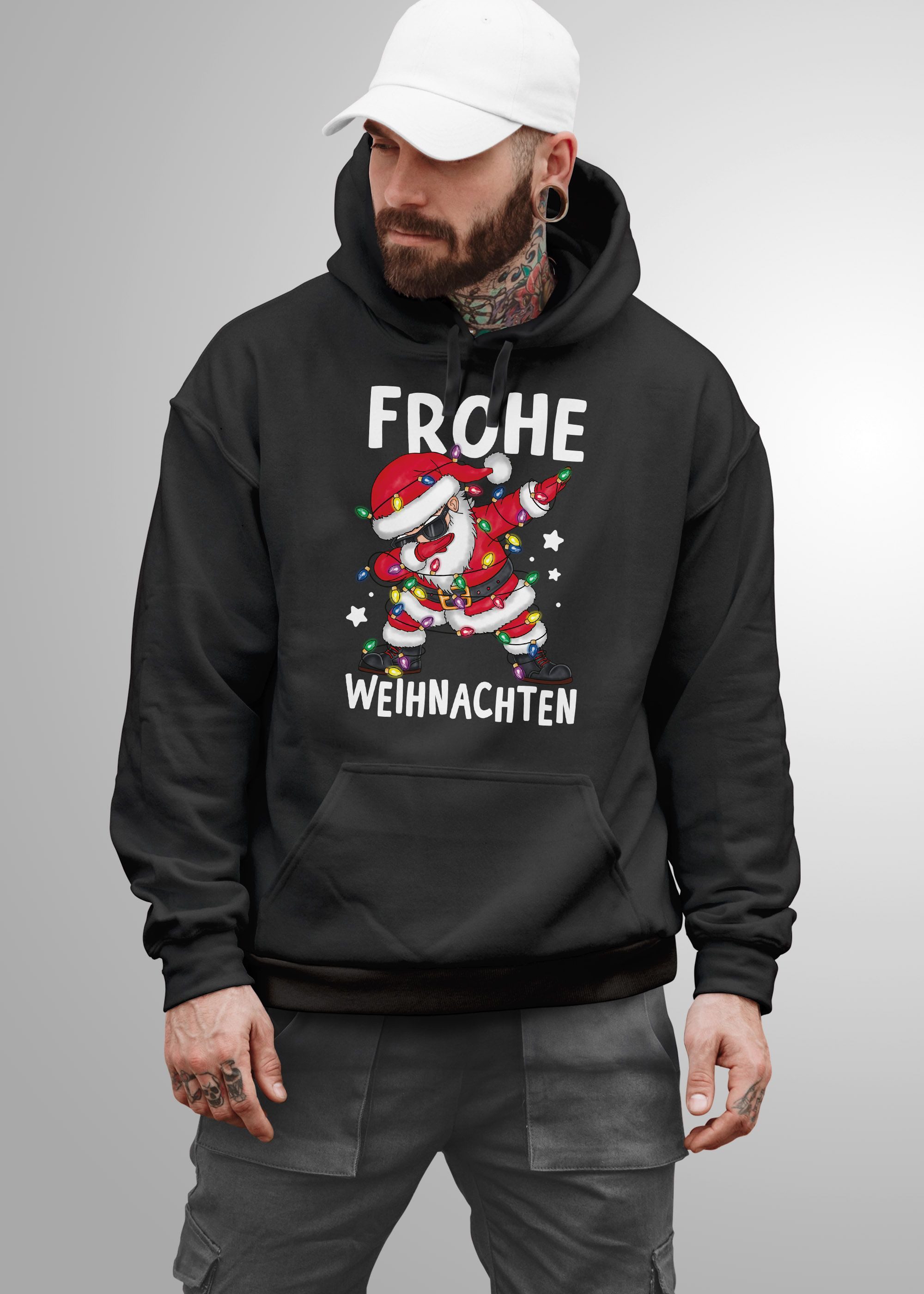 MoonWorks Hoodie Hoodie Herren Frohe Weihnachten Dabbing Santa Aufdruck