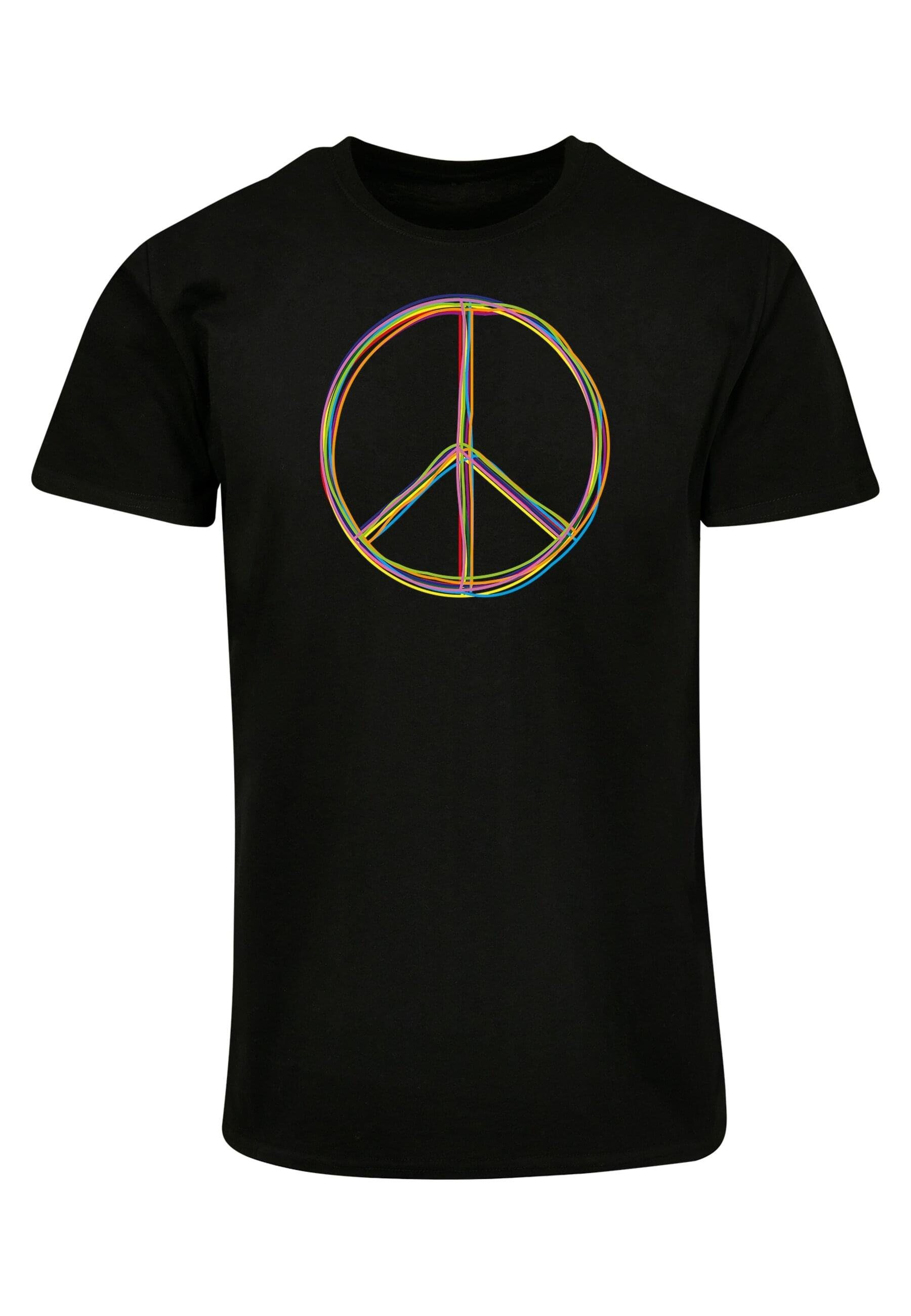 Merchcode T-Shirt Herren Peace_Multicolor with Basic T-Shirt (1-tlg) black