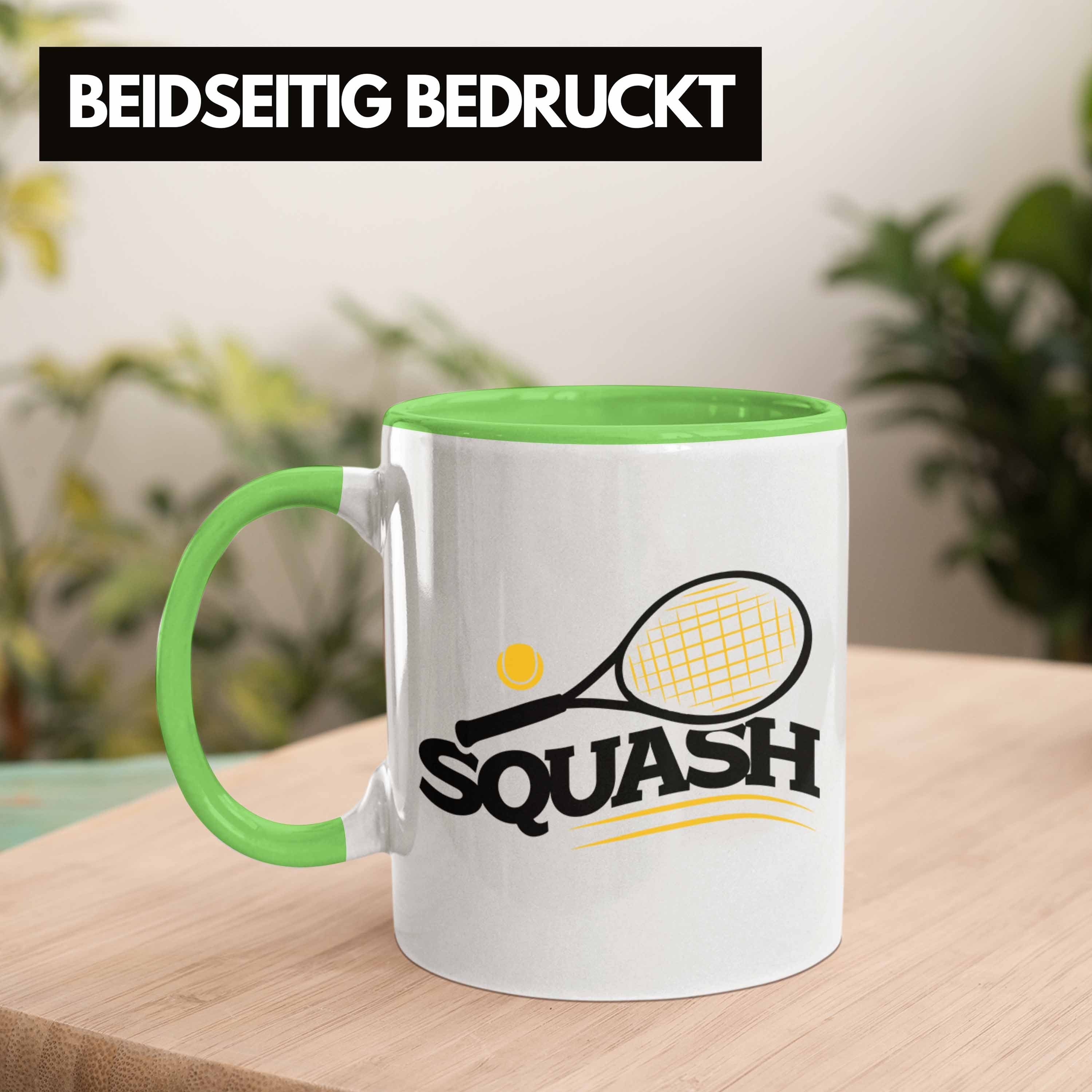 Squash-Tasse Trendation Geschenk für Tasse Grün Squash-Spieler Lustige