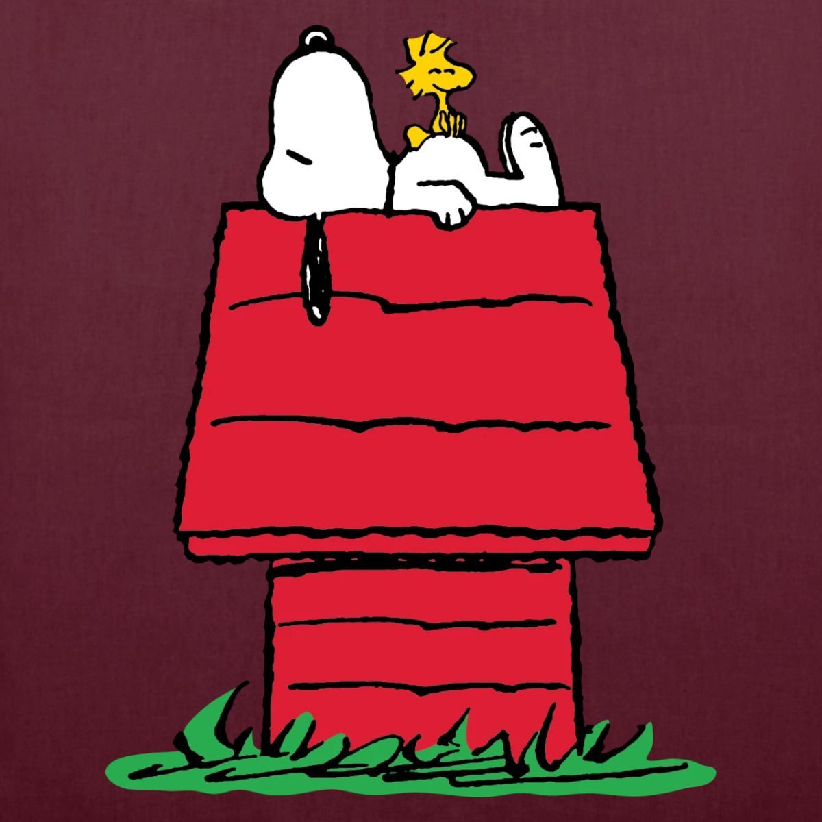 Spreadshirt Henkeltasche Peanuts Snoopy Und Die Hundehütte Stoffbeutel (1-tlg)