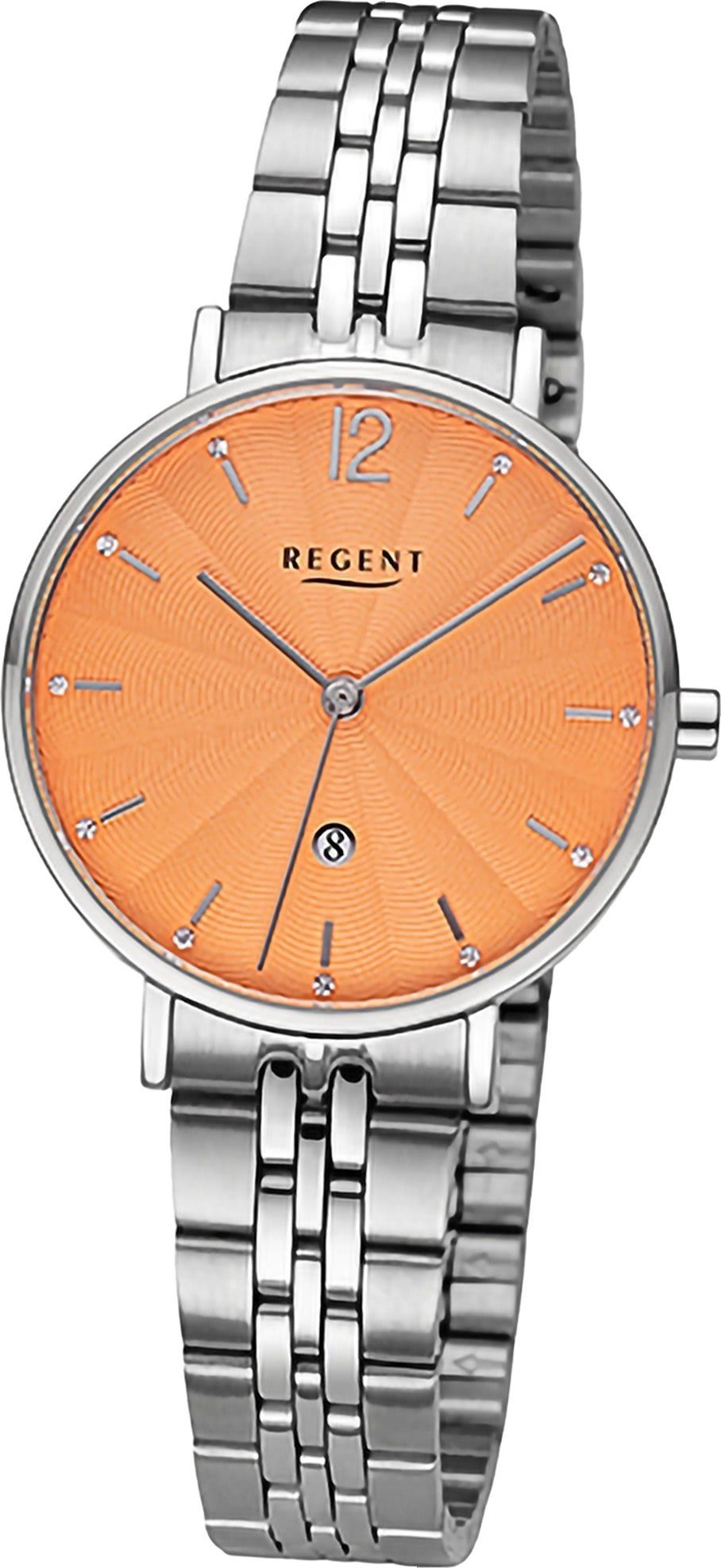 Regent groß Regent Metallarmband 32mm) silber, Analog, extra Quarzuhr Armbanduhr Damenuhr rundes (ca. Damen Gehäuse,