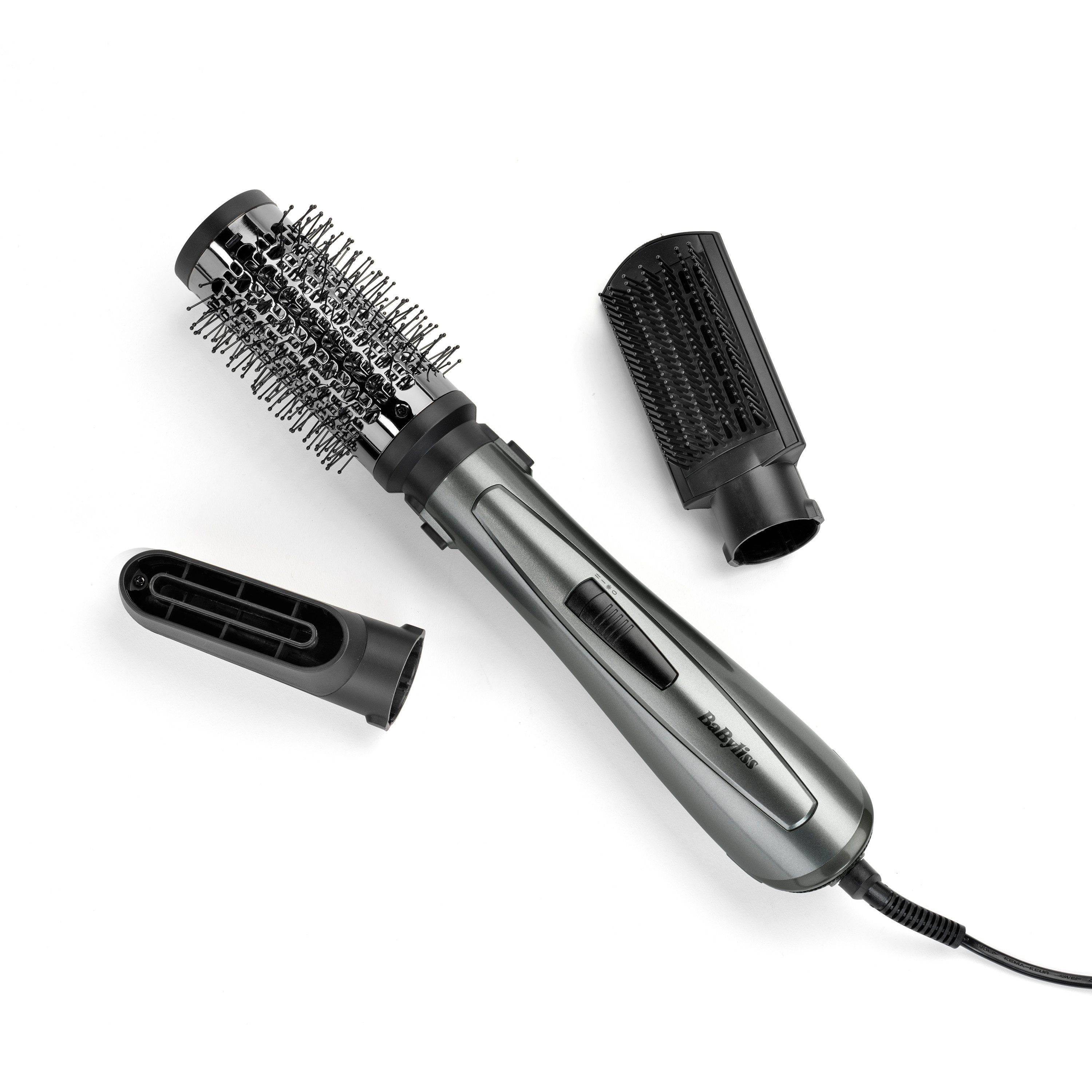 BaByliss Warmluftbürste Xanadu Warmluftbürste mit 3 Aufsätzen, 1000W, AS261E, Rundbürstenföhn, 3-in-1 Föhnen, Glätten, Volumen, Ionen-Technologie grau|grün