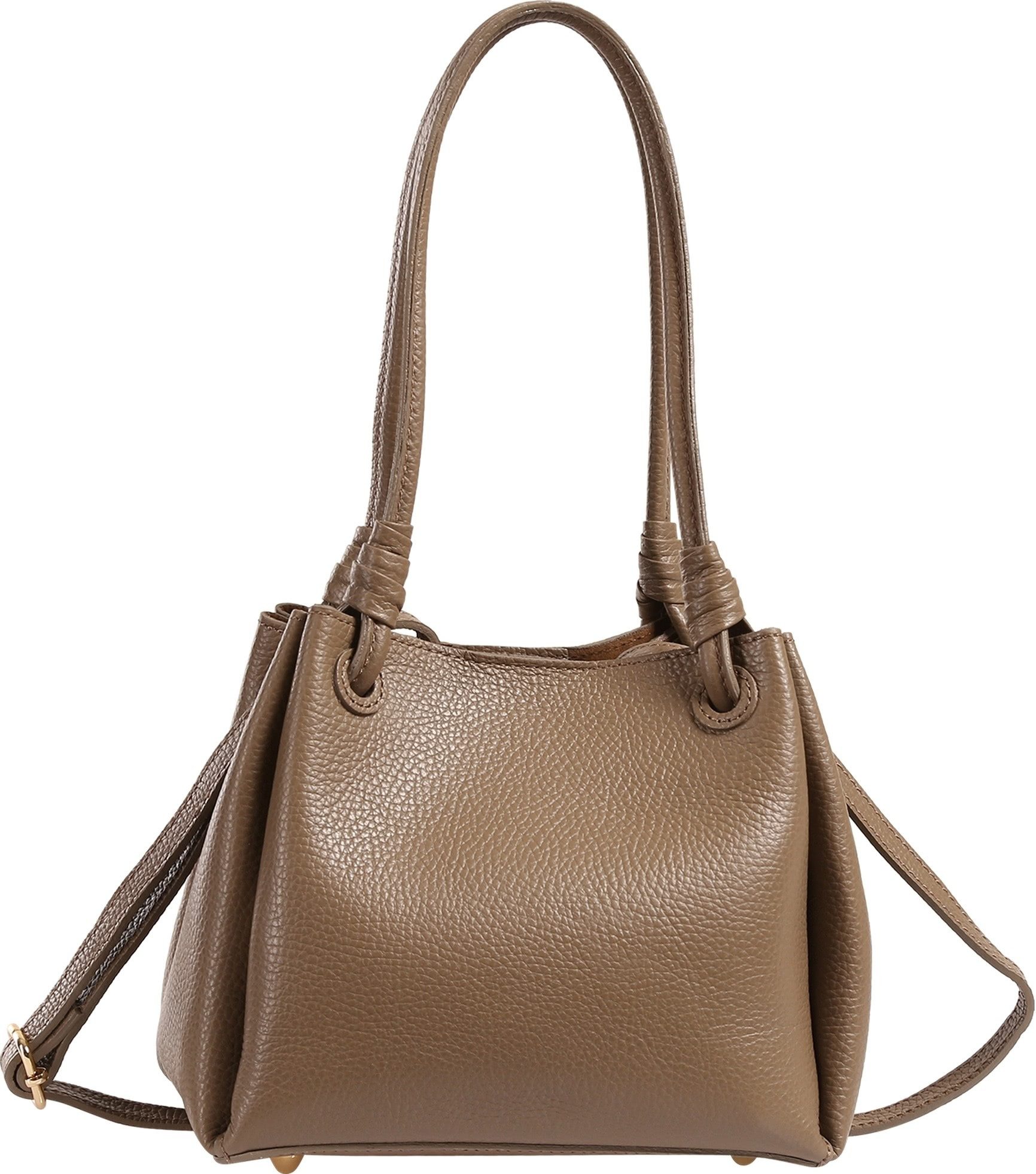 Toscanto Schultertasche Toscanto Damen Schultertasche Leder (Schultertasche), Damen Leder Schultertasche, dunkelbeige, taupe ca. 22cm