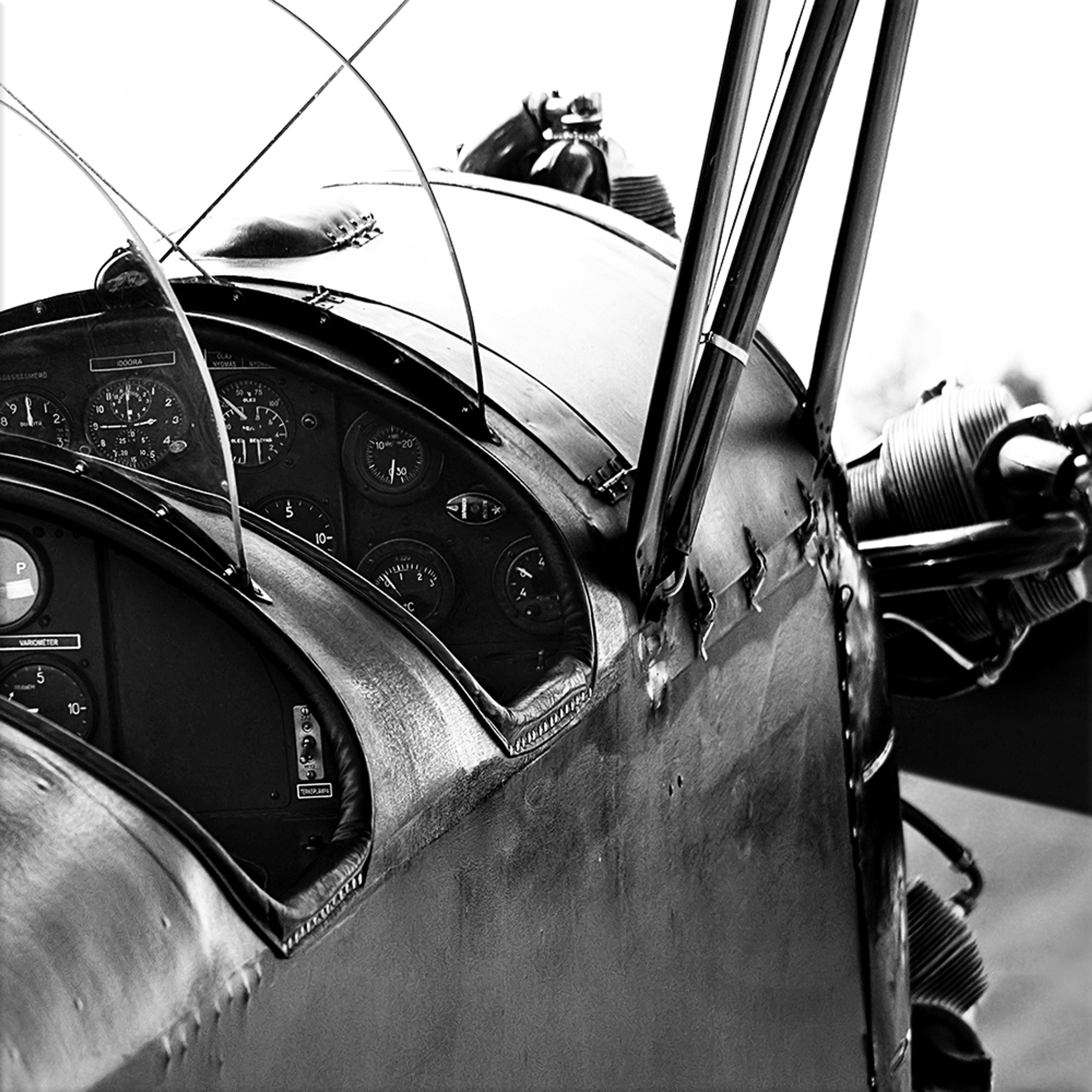 Foto Foto: Flugzeug schwarz-weiß Bild Glasbild artissimo 30x30cm Glasbild schwarz-weiß Flugzeug Vintage,