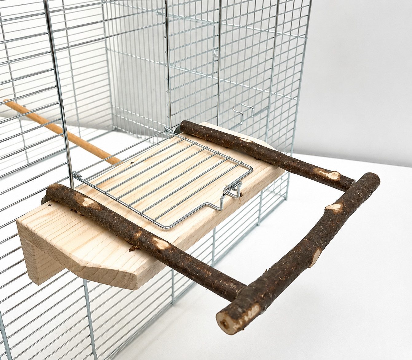 Ollesch Vogelspielplatz Anflugsitzstange für Vogelheime Vogelkäfige 24,5x12/20cm aus Holz