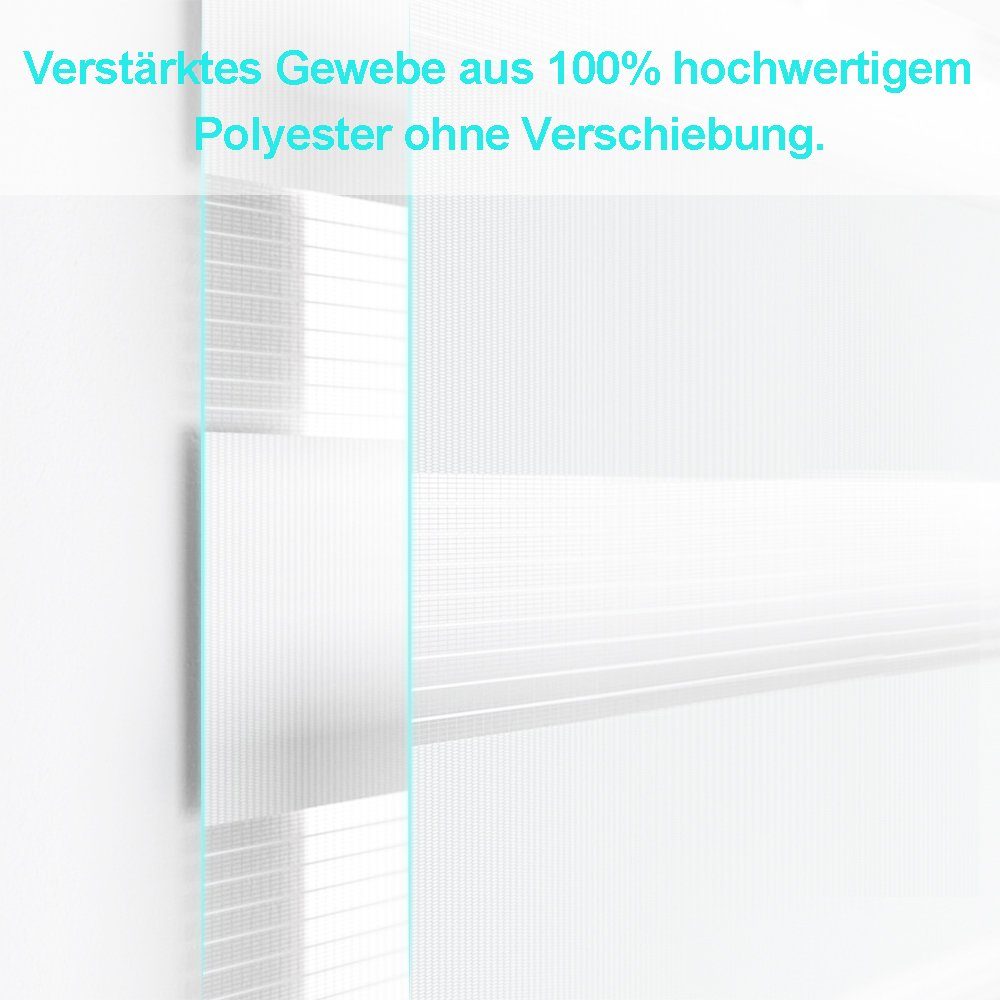 Doppelrollo Fensterrollos Ohne Bohren, Vkele, 130cm/160cm, klemmfix,klemmträger, Sonnenschutz, Lichtdurchlässig und Verdunkelnd.