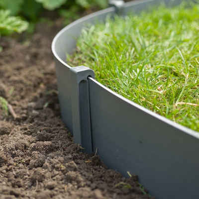 Nature Beetumrandung Rasenkante mit Bodenanker Set Grau