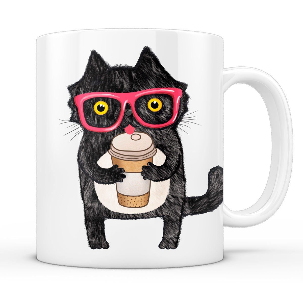 mieze koffein Schwarz Coffee Tasse bohnen Tasse, Keramik, junkie katzen katzenliebhaber style3 cat Kaffeebecher baritsta cafe
