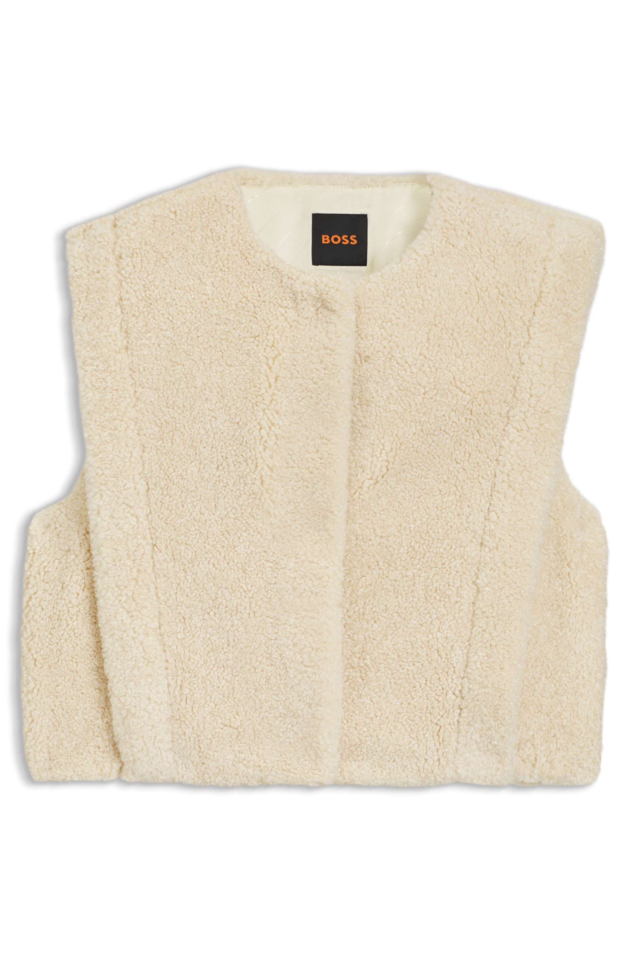 BOSS ORANGE Fellimitatweste Cosila Premium Damenmode im Teddy-Look, verdeckter Verschluss – Bild 5 von 5