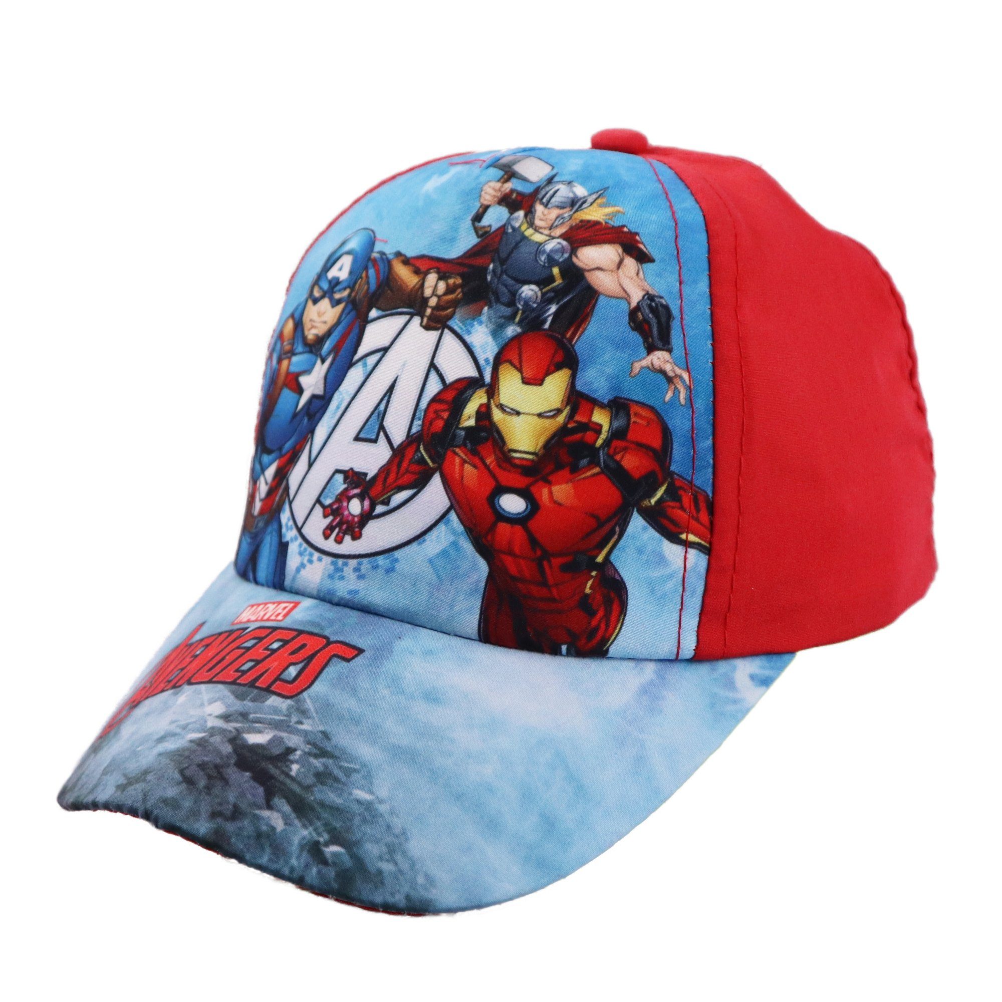 MARVEL Baseball Cap Marvel Avengers Thor Iron Man Captain America Jungen Basecap Gr. 52 bis 56, Blau oder Rot