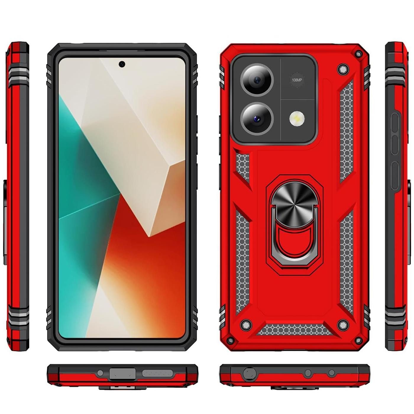 CoolGadget Handyhülle Armor Shield Case für Xiaomi Redmi Note 13 Pro 5G 6,67 Zoll, Outdoor Cover Magnet Ringhalter Handy Hülle für Redmi Note 13 Pro 5G – Bild 2 von 5