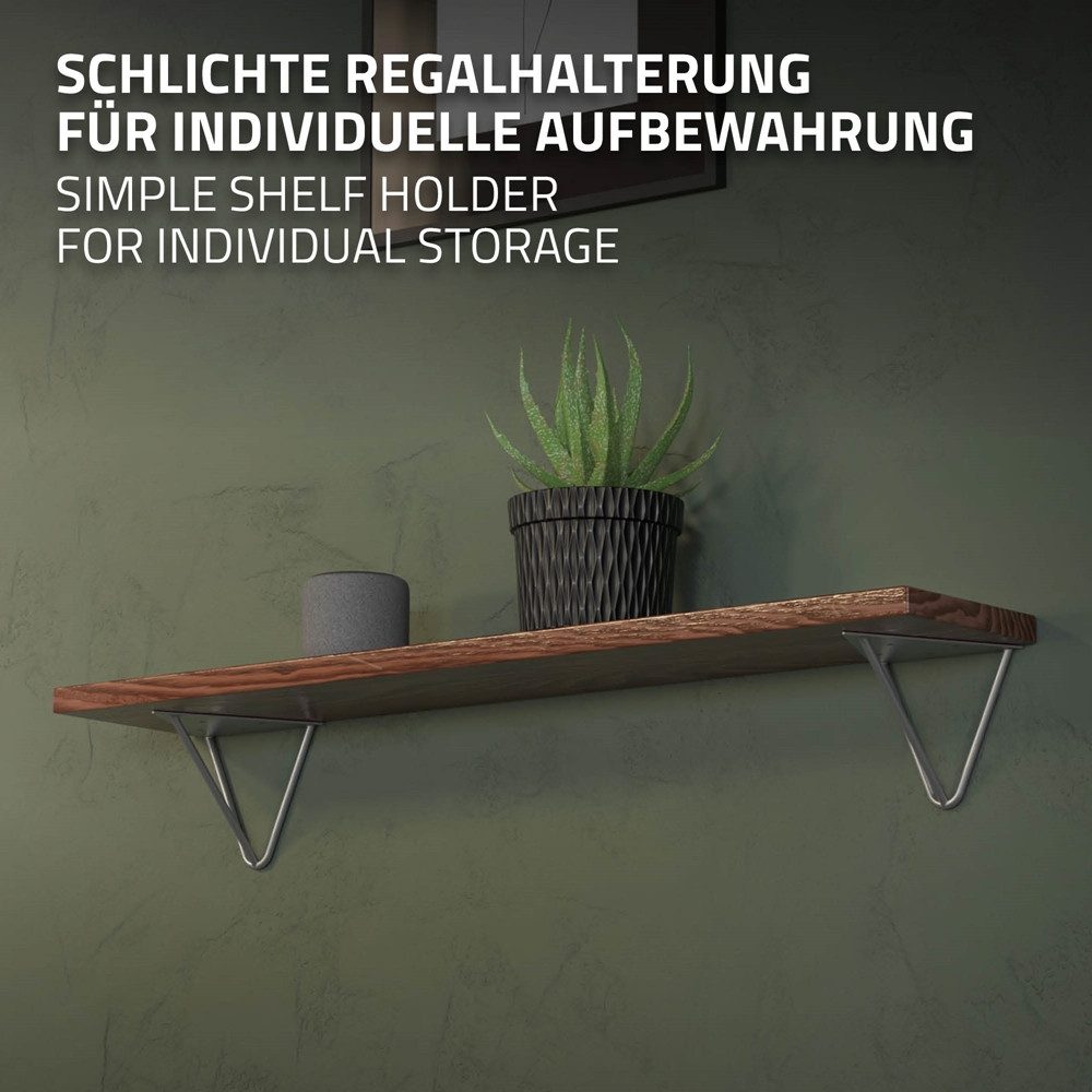 ML-DESIGN Wandregalhalter Regalhalterung Winkel Halterung für Regale & Konsolen Regalträger, 4-tlg., Regalstütze Prisma 4er Set solide Regalwinkel Industrial Metall