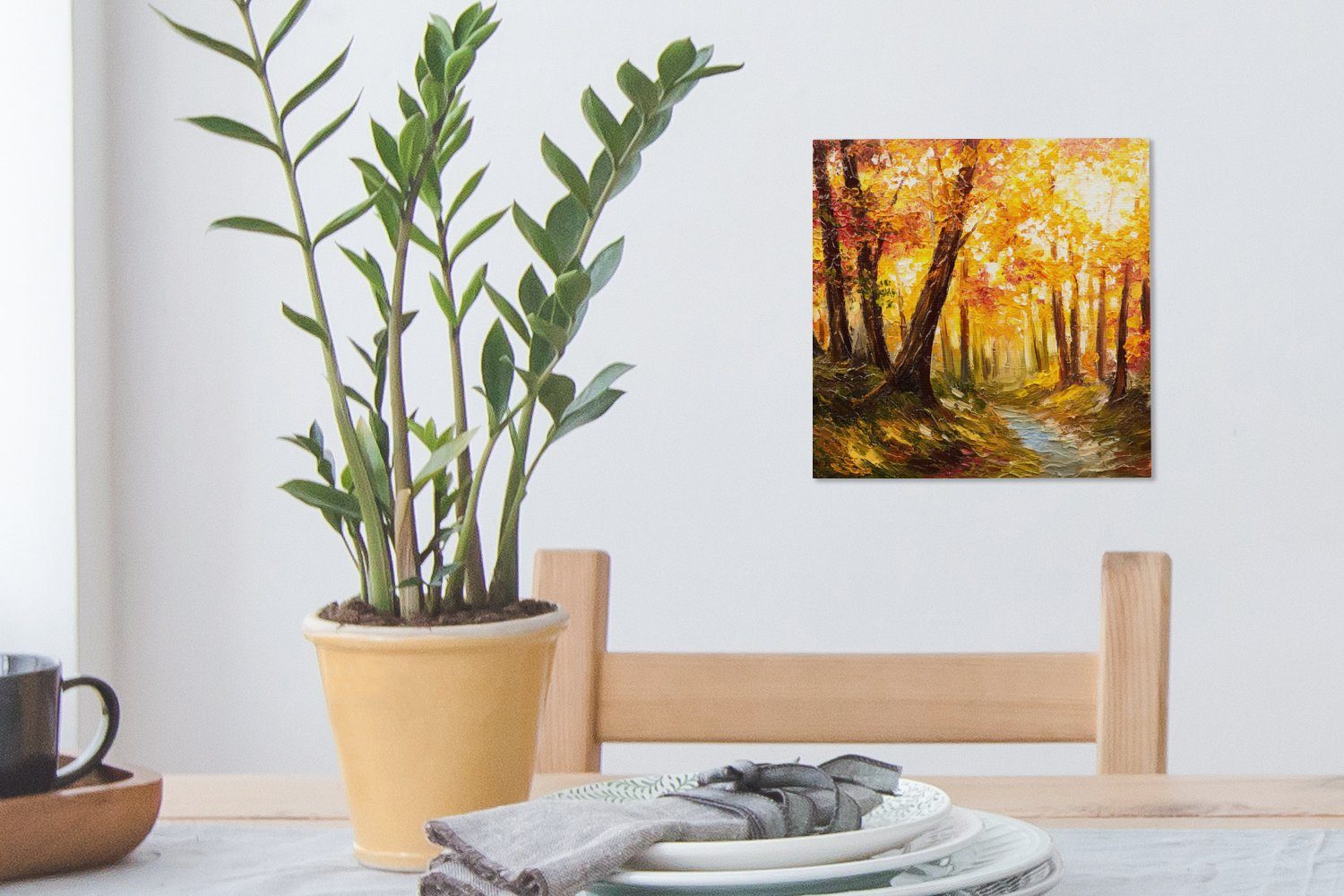 für - Ölgemälde, St), Wald - Herbst (1 - Bilder Schlafzimmer Wohnzimmer Gemälde Leinwand OneMillionCanvasses® Gemälde