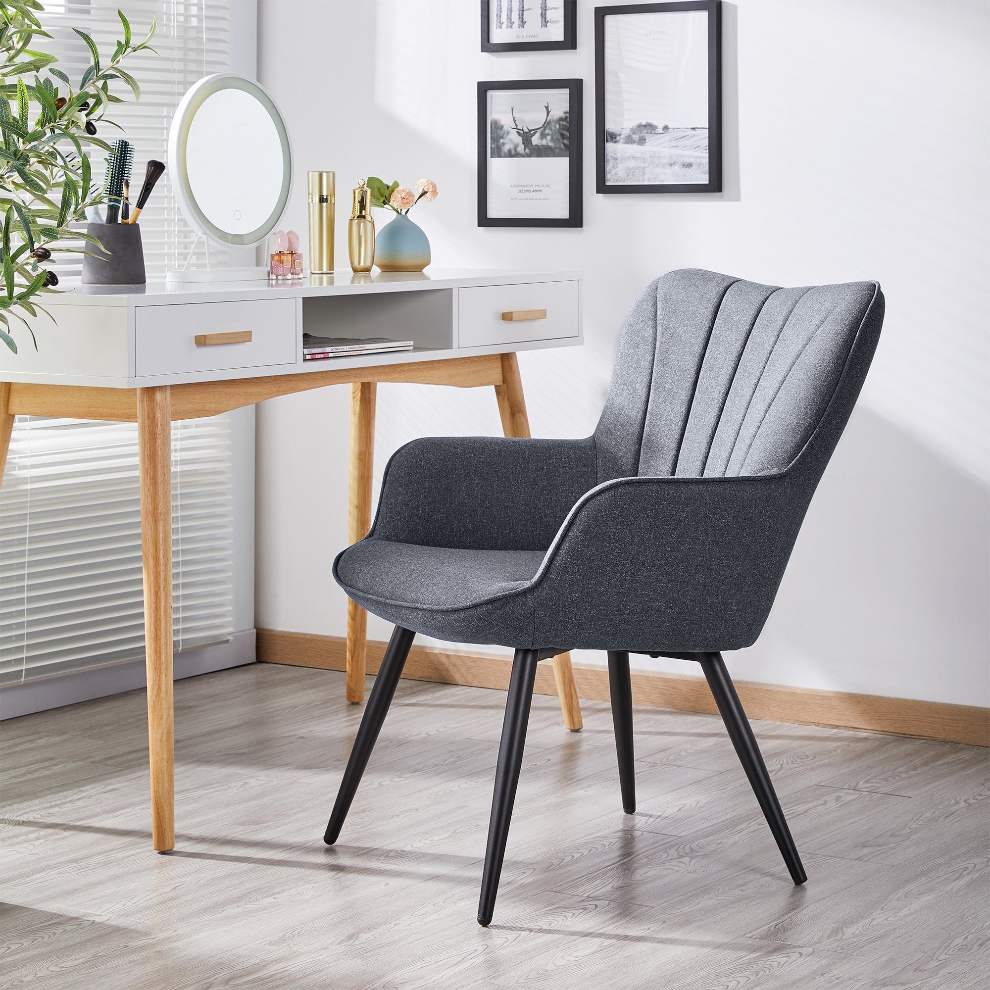(1 Relaxchair Esszimmerstuhl Sessel St), Yaheetech Polsterstuhl Küchenstuhl Relaxstuhl Grau