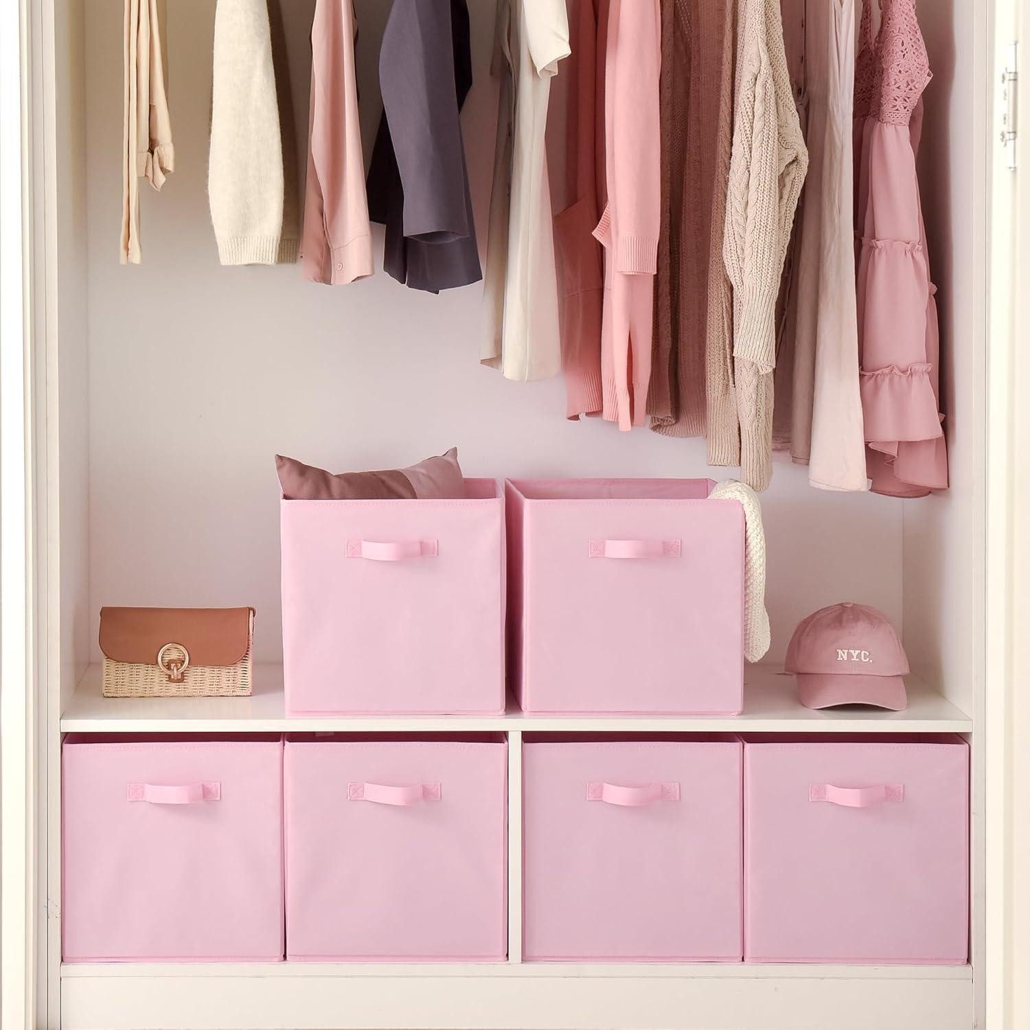 LuxusKollektion Faltbox Aufbewahrungswürfel Stoff Kallax Regal 6er Set 33x33x32,4cm Rosa