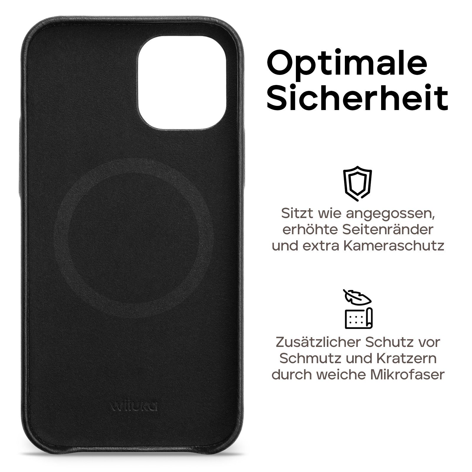 wiiuka Smartphone-Hülle skiin Handyhülle für iPhone 13 mini, Handgefertigt - Deutsches Leder, Premium Case
