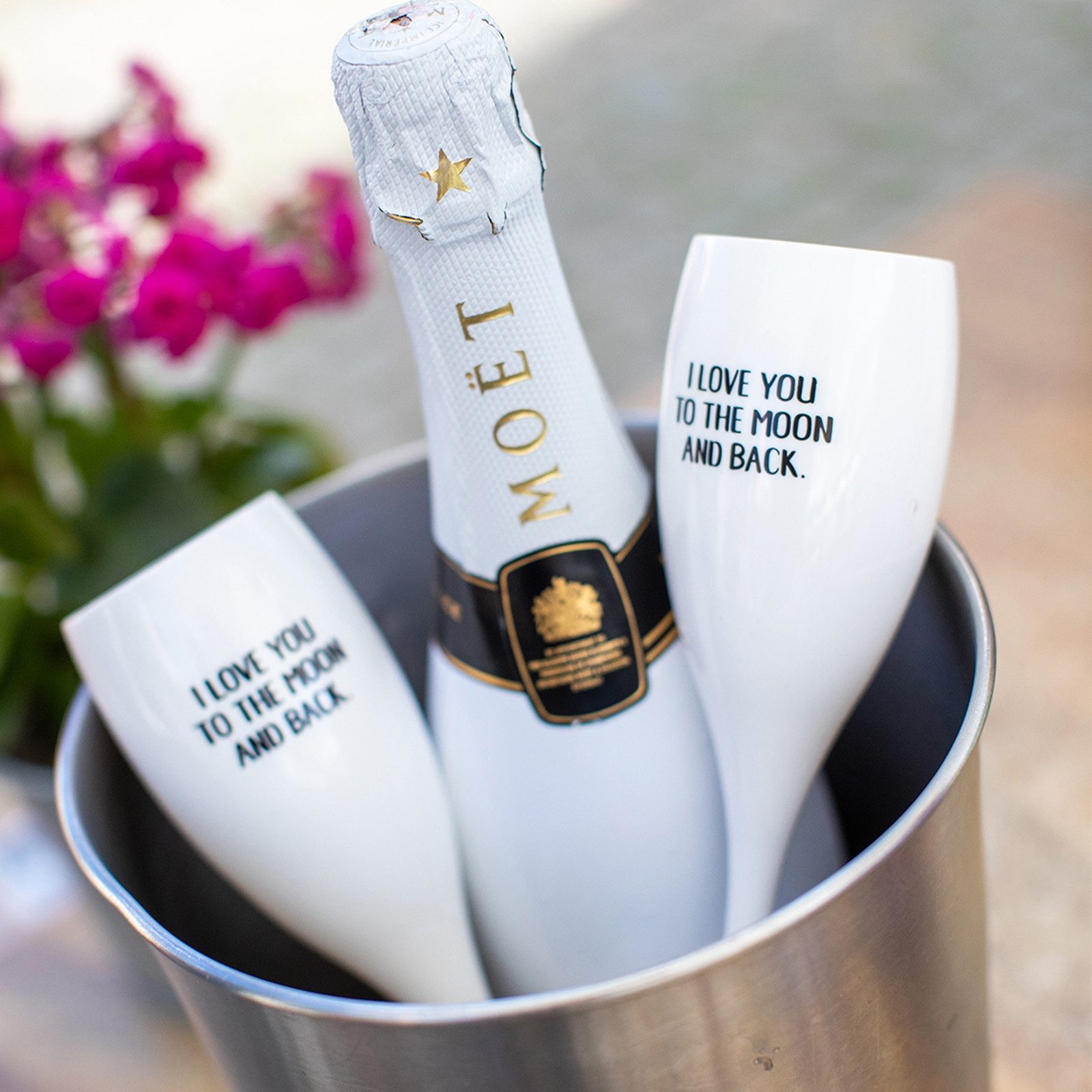 KOZIOL Sektglas Sektglas 100 ml mit Druck, 1-tlg., Kunststoff, Stielglas aus Kunststoff