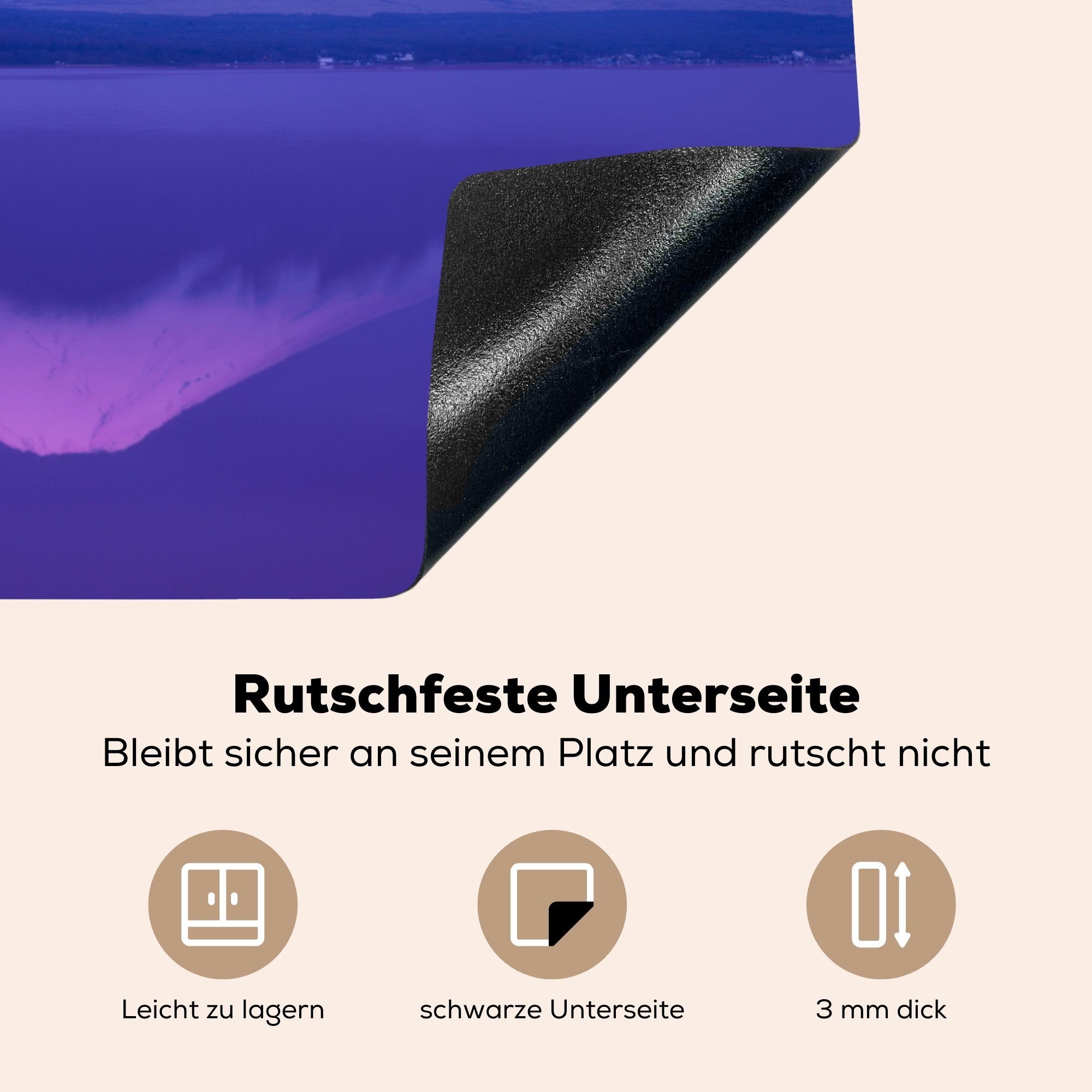 MuchoWow Herdblende-/Abdeckplatte Mond Mobile (1 tlg), cm, Berg - Vinyl, 60x52 Lila, Ceranfeldabdeckung nutzbar, - Arbeitsfläche