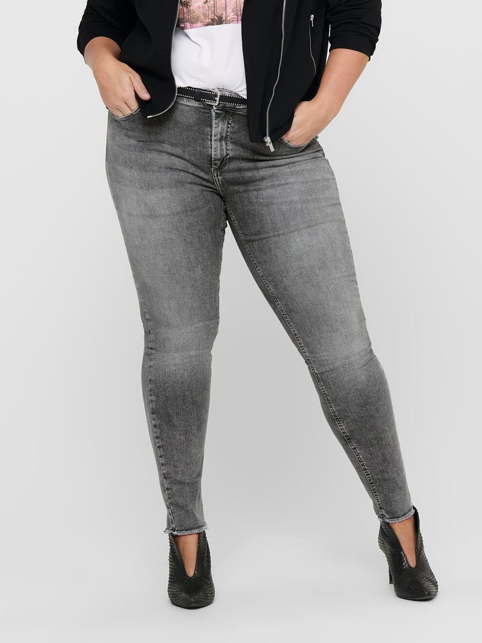 ONLY CARMAKOMA Skinny-fit-Jeans Skinny Stretch Jeans Curvy Plus Size Denim CARWILLY Übergröße (1-tlg) 3909 in Grau