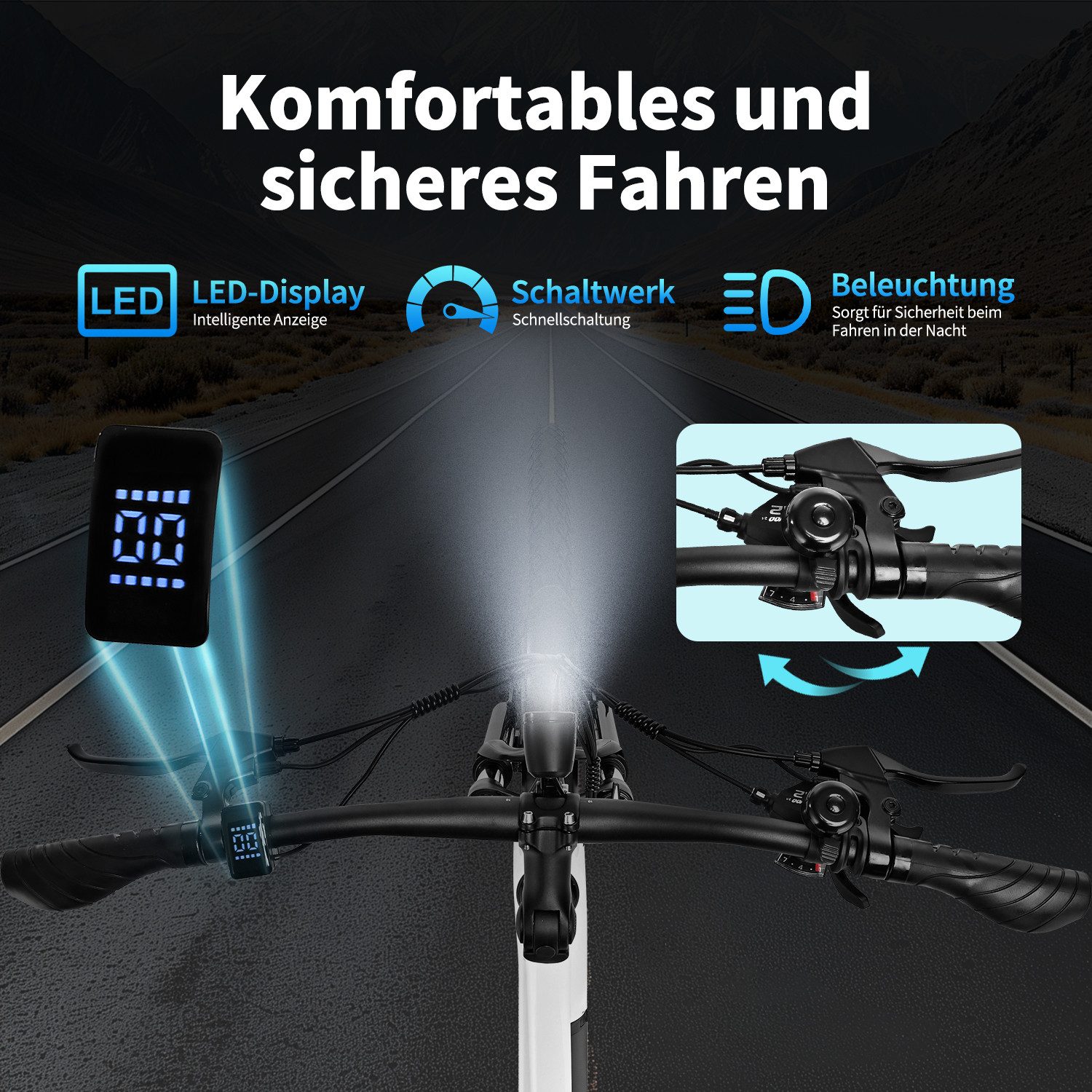 VECOCRAFT E-Bike Trekkingrad Pedelec 28 Zoll 36V 10,4Ah Akku Elektrofahrrad bis 100 km THAUMAS, 7 Gang, Heckmotor, 374,4 Wh, (Leicht nur 29kg, max. Belastung 15 – Bild 5 von 5