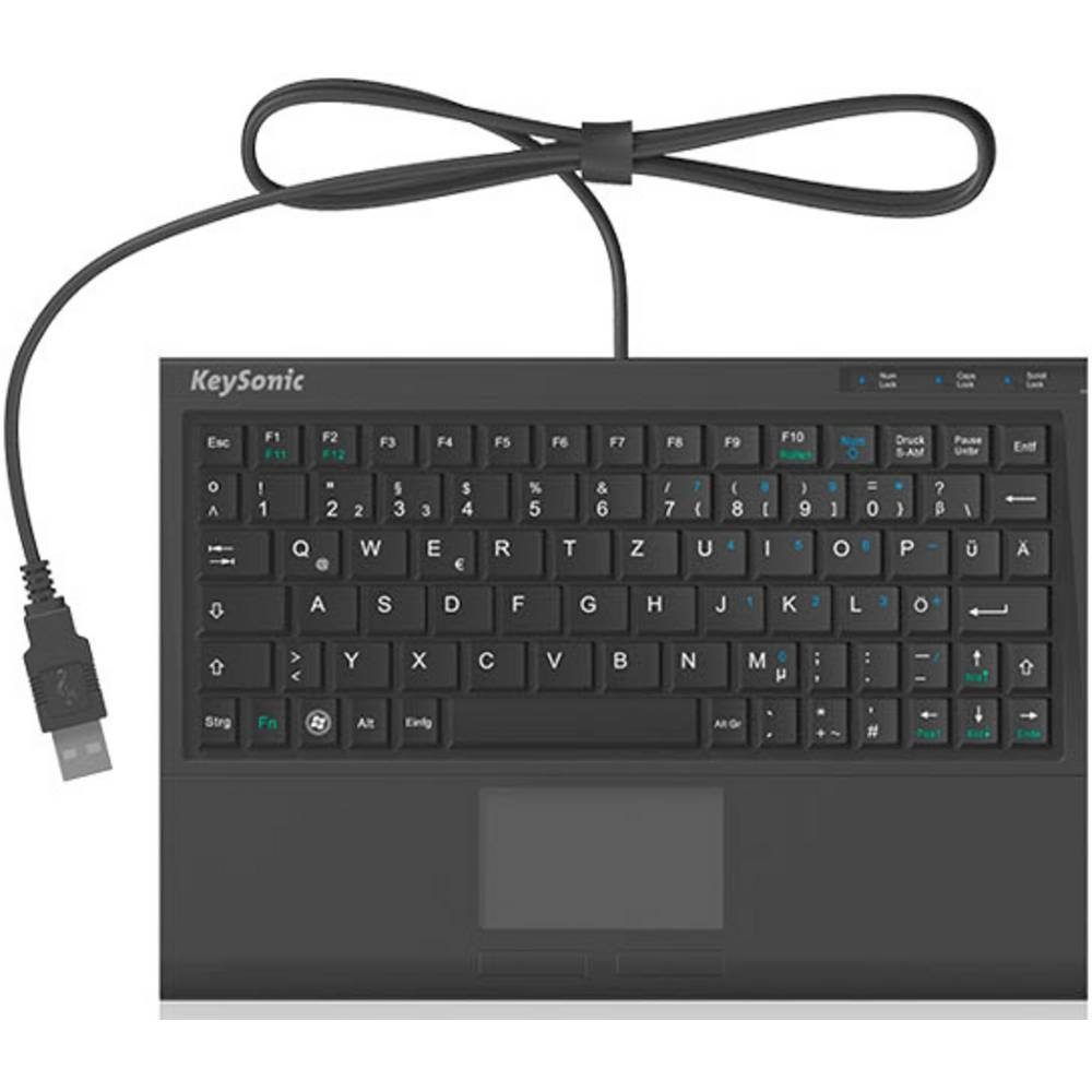 KEYSONIC USB Tastatur Tastatur (Integriertes Touchpad, Maustasten)
