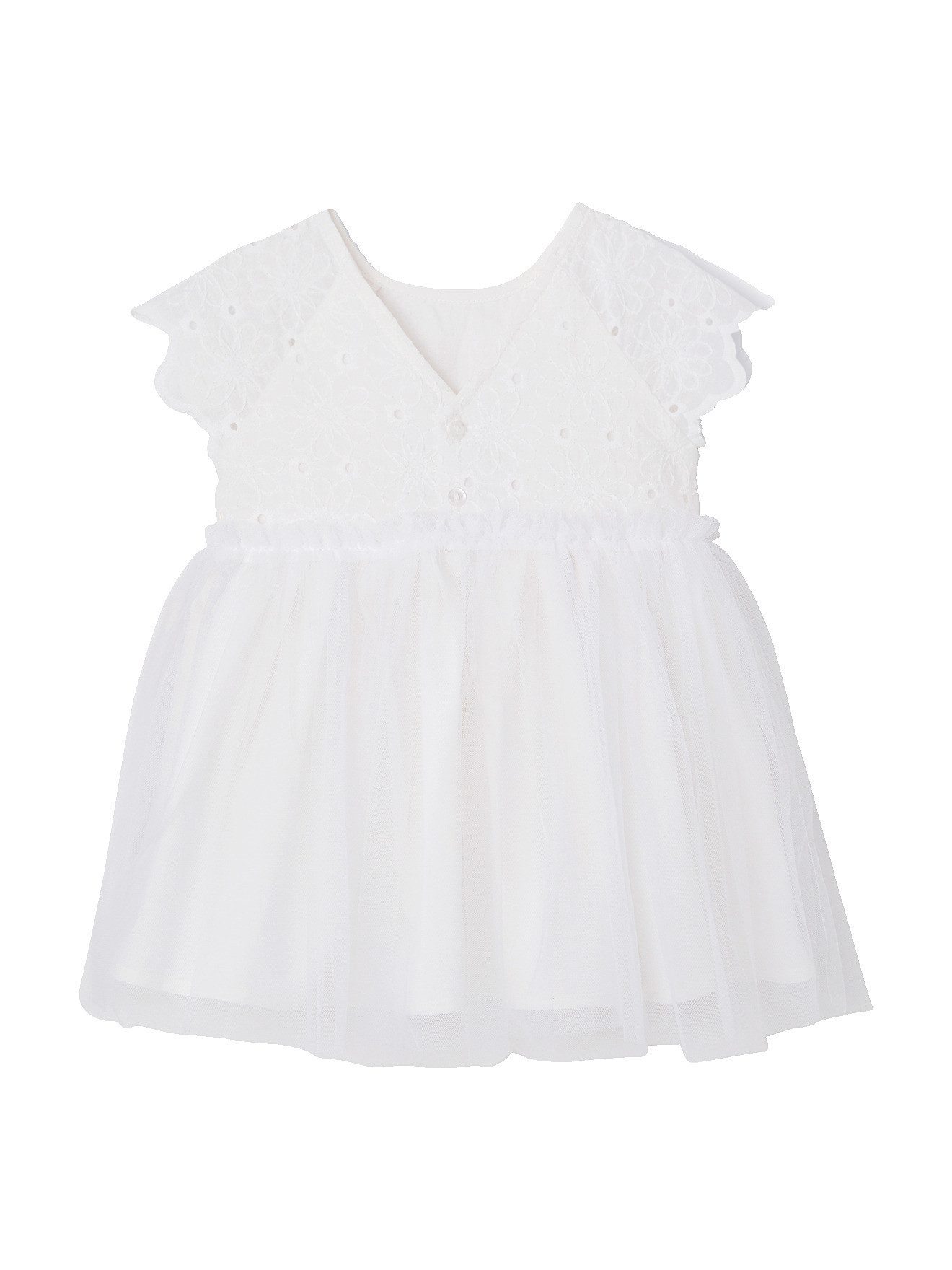 vertbaudet Minikleid Baby Kleid mit Stickerei und Tüllrock