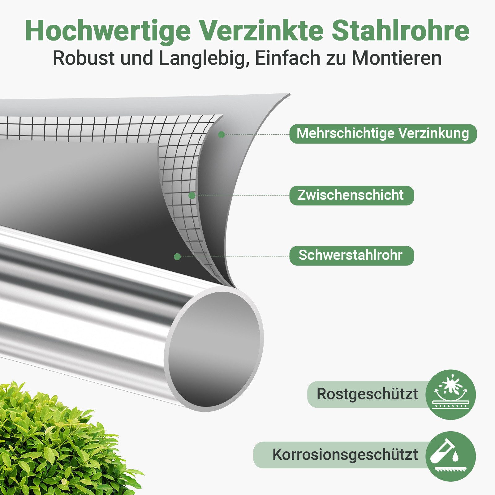 Clanmacy Hühnerstall Hühnerstall 3x4x2m Kuppeldach Freilaufgehege verzinkt mit PE-Dach, Verzinkter Rahmen, PE-Dach, PVC-beschichtetes Drahtnetz – Bild 5 von 5