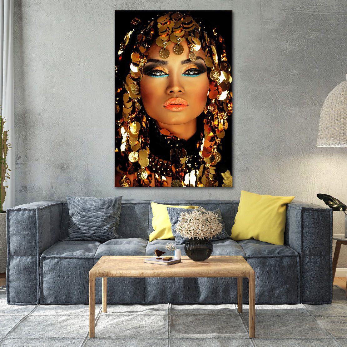 Artedinoi Leinwandbild Kleopatra Gold Frau Portrait Orient Leinwandbild Wandbild XL, Kleopatra, Porträt