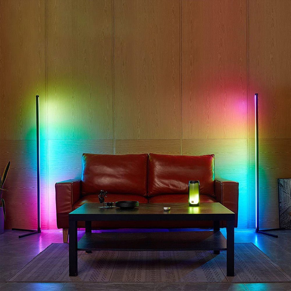 LED Standleuchte,mit fest Lichtsäule LED LED Fernbedienung Farbwechsel, XERSEK Eck Music Stehlampe Schlafzimmer Beleuchtung Atmosphärische Nachtlicht, RGB integriert, Sync Wohnzimmerlampe Dekolicht