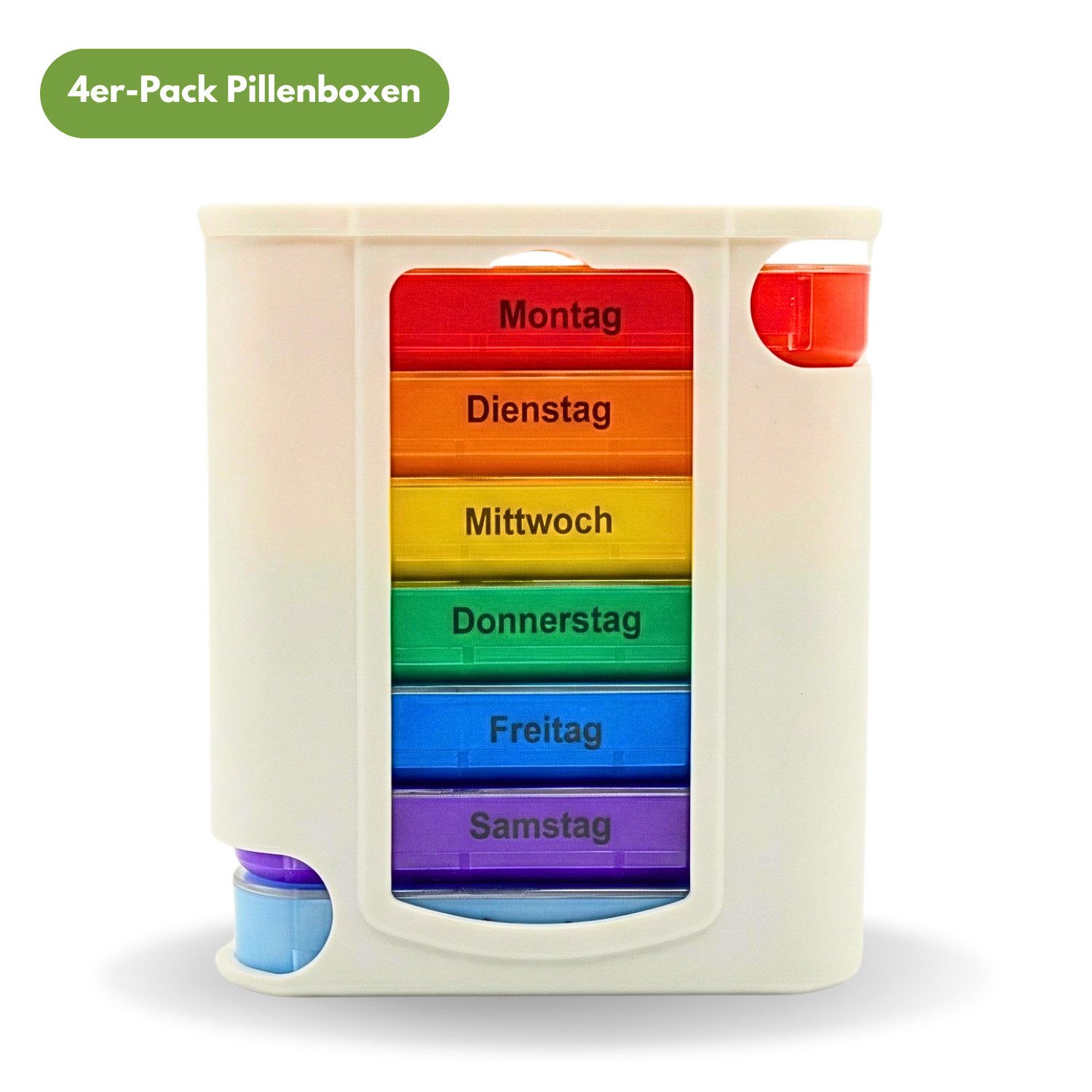 Frohbach Pillendose 7 Tage Tablettenbox - Für 1 Woche, 4 Fächer pro Tag, Antik Weiß (4 St)
