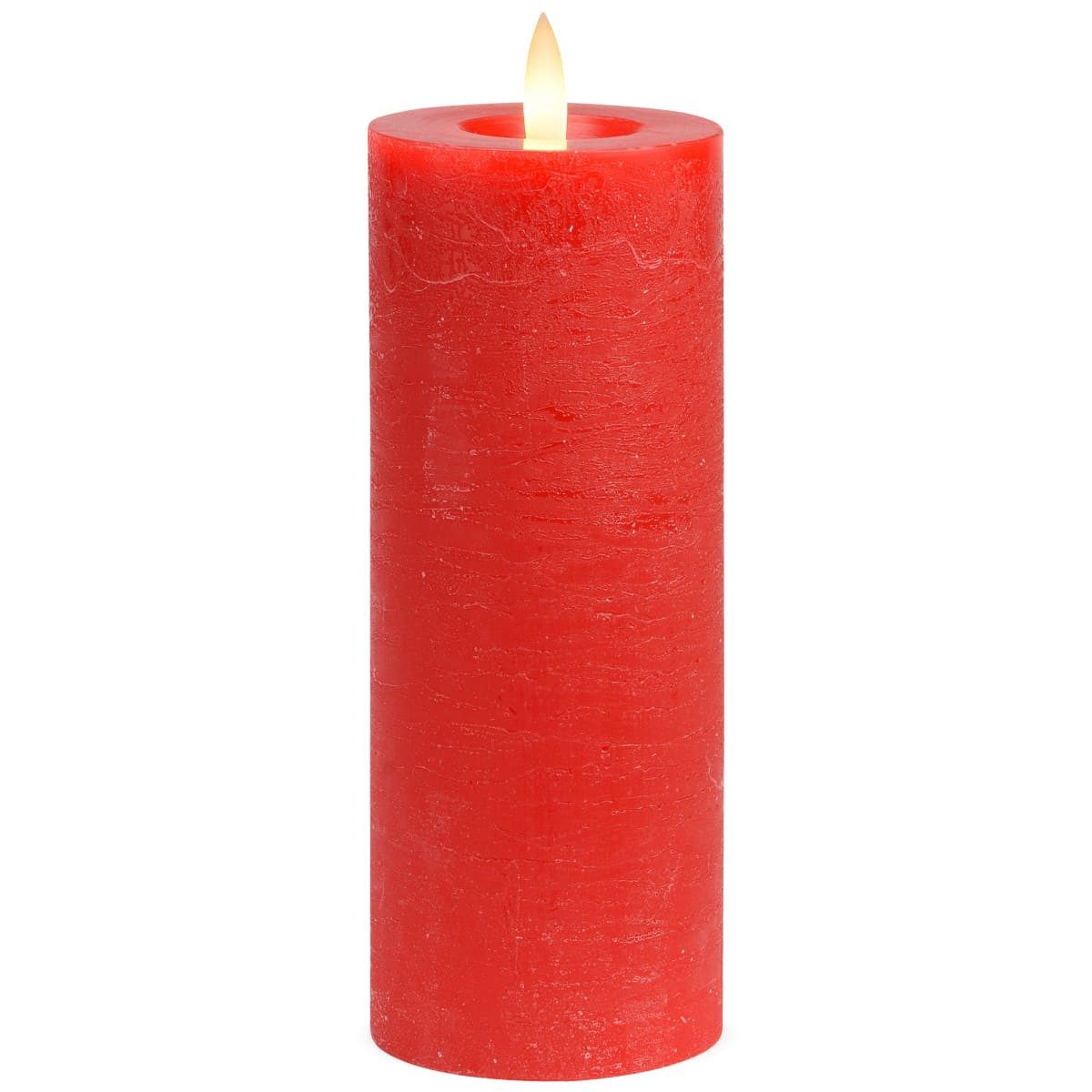 matches21 HOME & HOBBY LED-Kerze LED Stumpen-Kerze Echtwachs-Kerze flackernd, 7x18 cm, rot (1-tlg), Mit beweglicher Flamme, Fernbedienung & Timer für Adventskranz