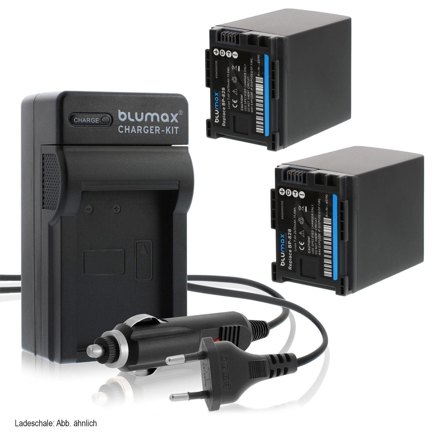 Blumax Set mit Lader für Canon BP-828 BP827 HF-G30 2670 mAh Kamera-Akku | Kamera-Akkus
