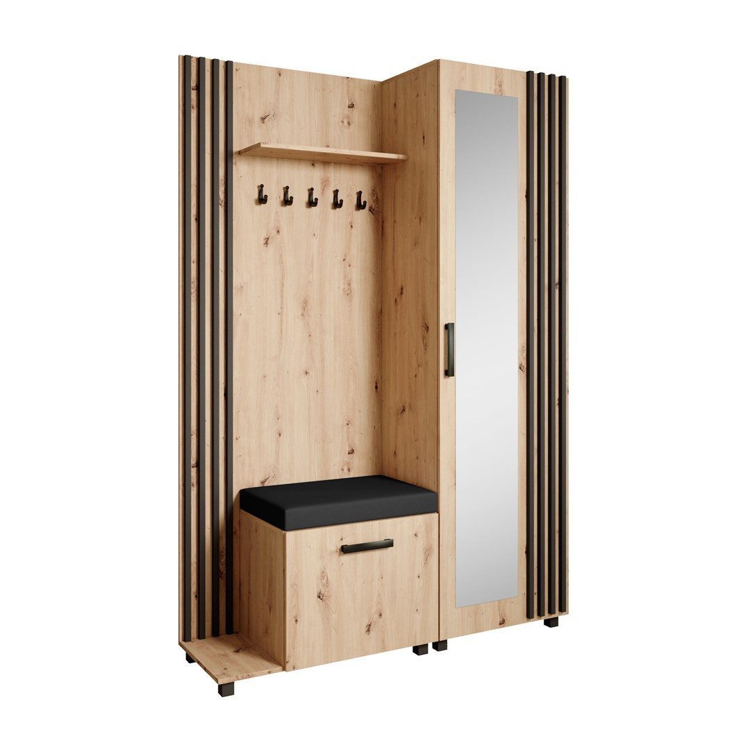 Beautysofa Garderoben-Set Livia – Design, Funktion und Ordnung in Perfektion, (Geräumiger Schuhschrank, mit praktischer Kleiderstange)