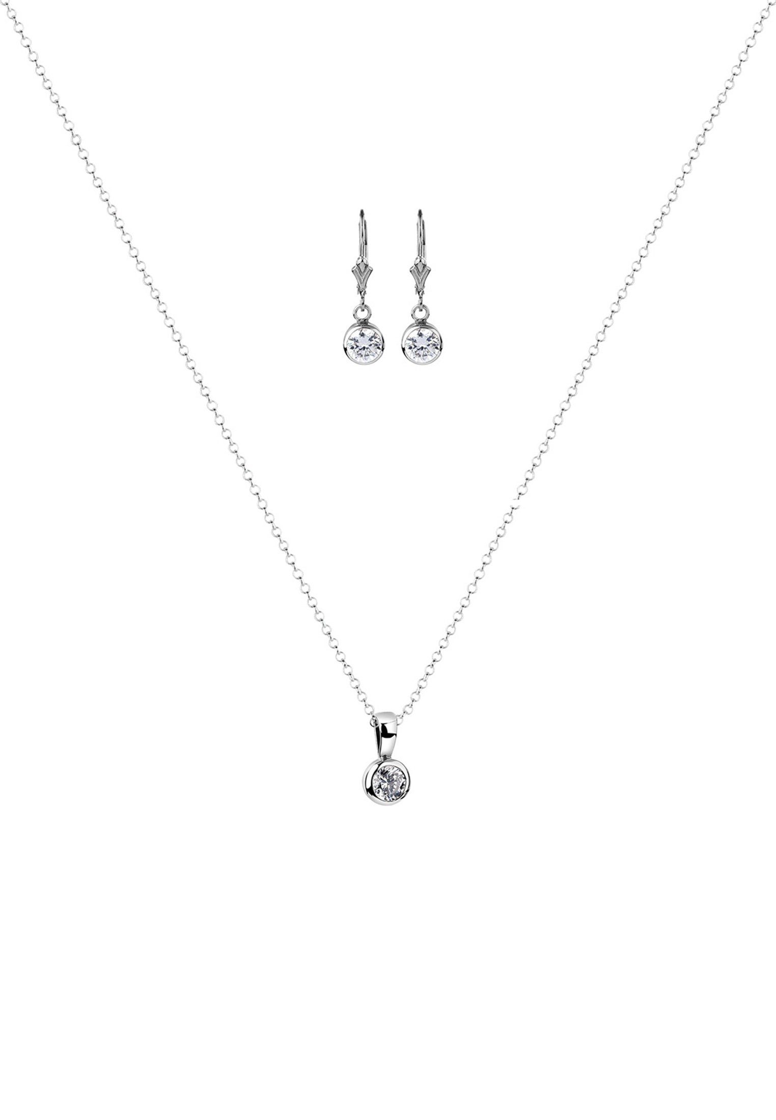 Nenalina Schmuckset Kette Ohrhänger Solitär Zirkonia Steine 925 Silber günstig online kaufen