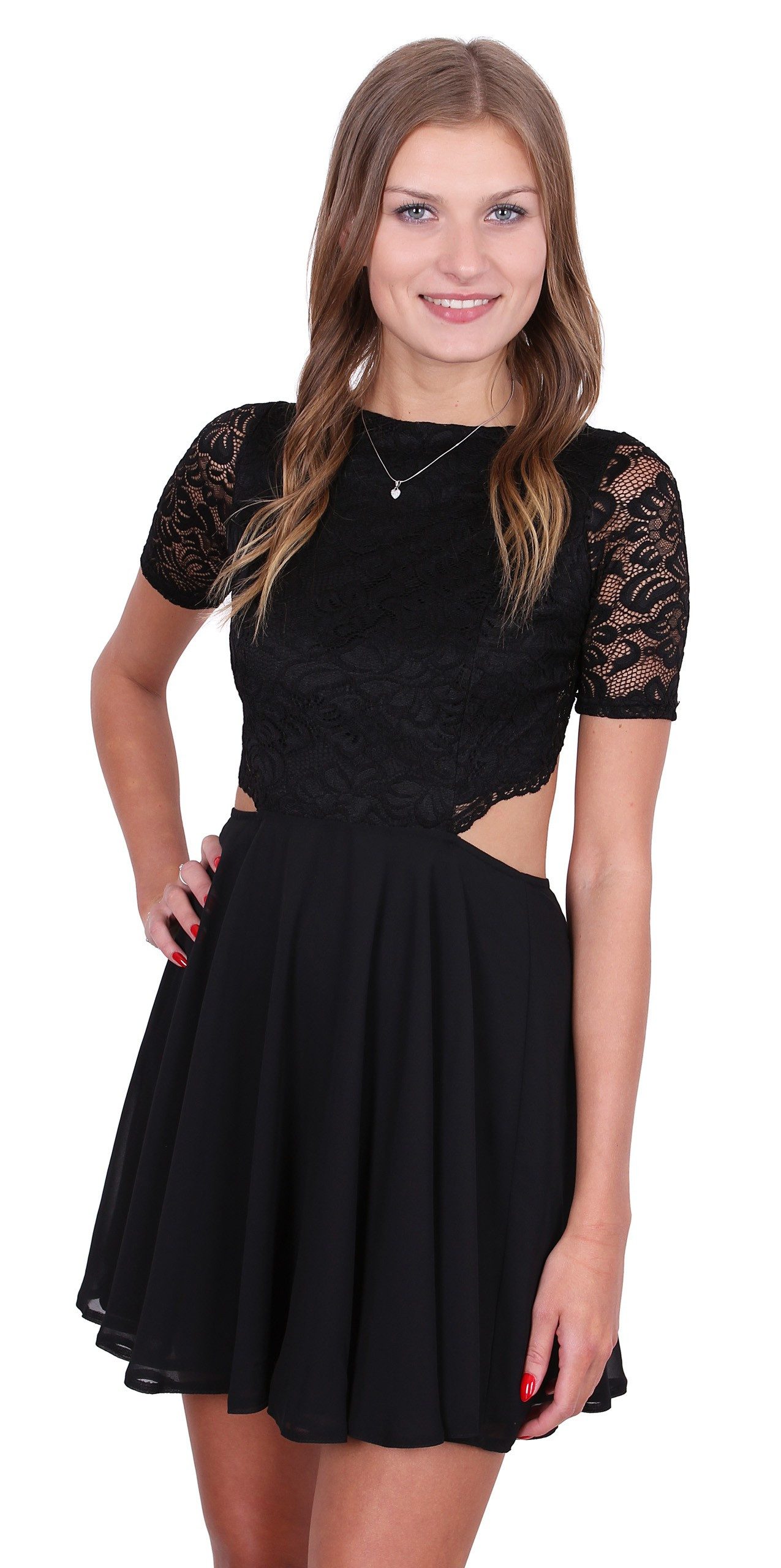 Minikleid John Zack Schwarzes rückenfreies Minikleid S
