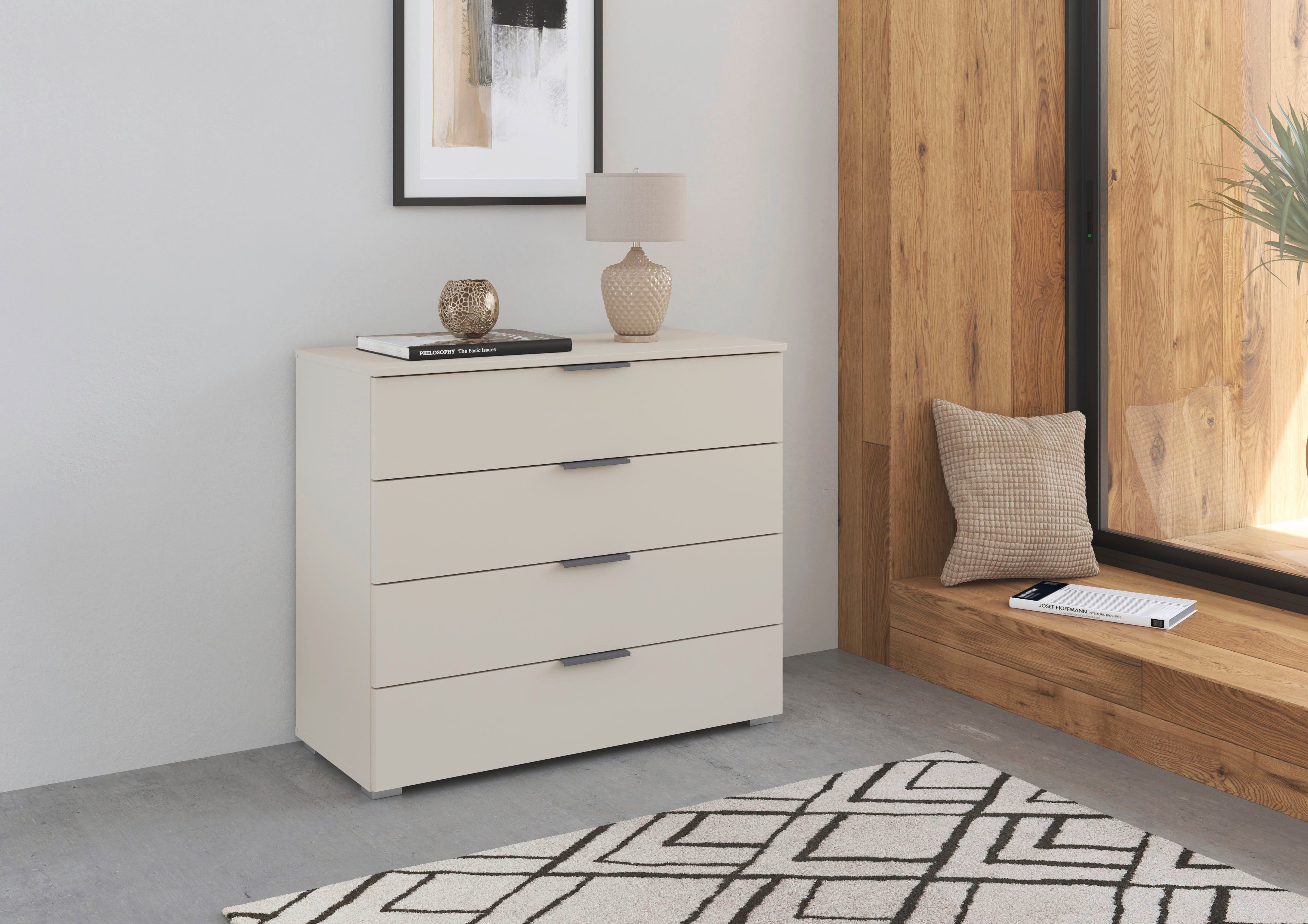 OTTO home Schubkastenkommode Sideboard Schubladenkommode AGORDO mit Dekor- oder Hochglanzfront (in zwei Griff-Farben, Breite 80 cm), vier große und geräumige Schubladen mit viel Stauraum MADE IN GERMANY