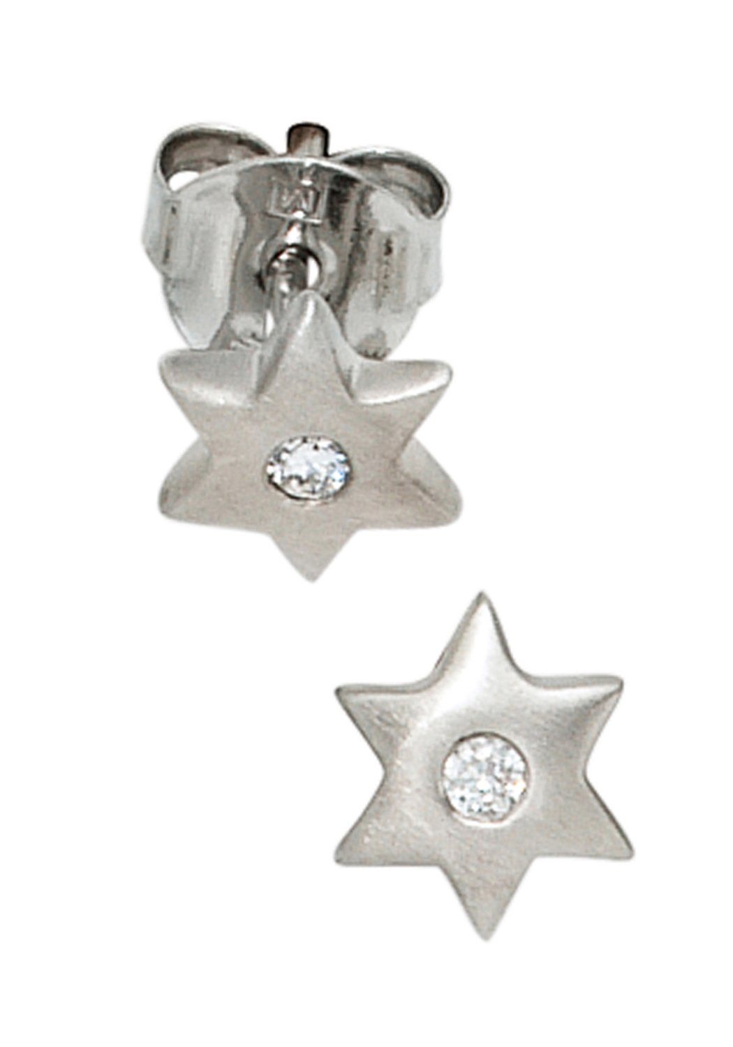 Zirkonia, Ohrstecker mit Paar JOBO Stern-Ohrringe 925 Silber