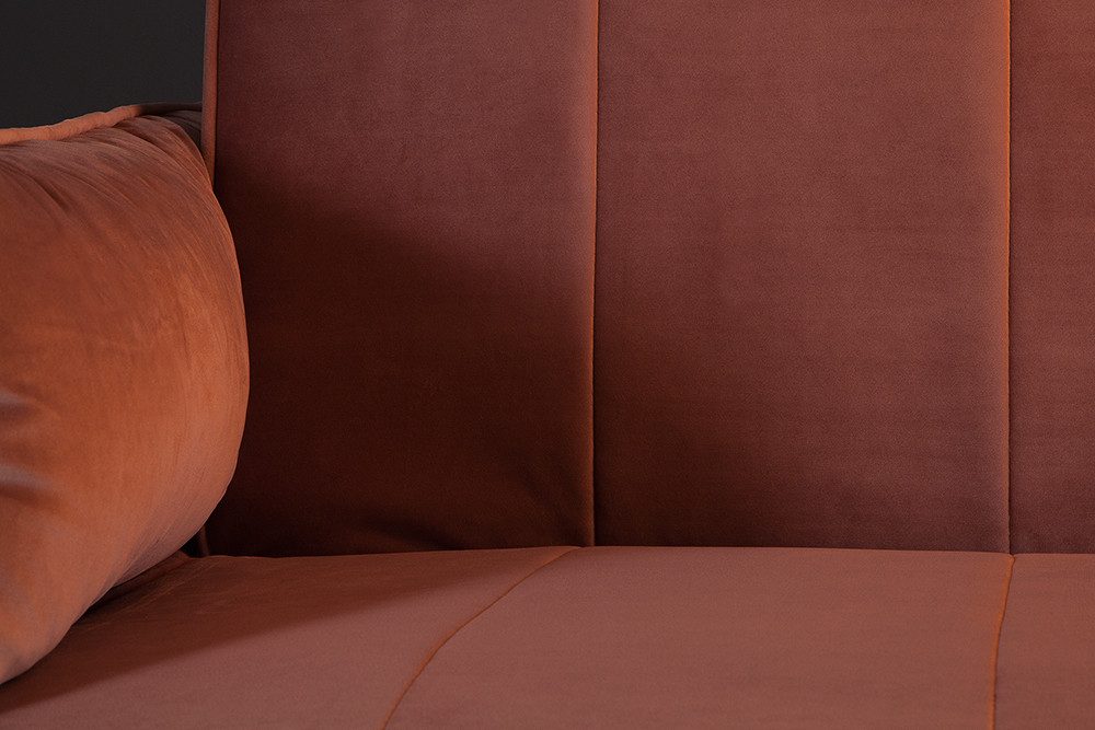 riess-ambiente Schlafsofa DIVANI 220cm altrosa/gold - Samt, Pappelholz, inkl. Kissen, Retro, Einzelartikel 1 Teile, 3-Sitzer mit Bettfunktion - ideal für Wohn-  – Bild 5 von 5