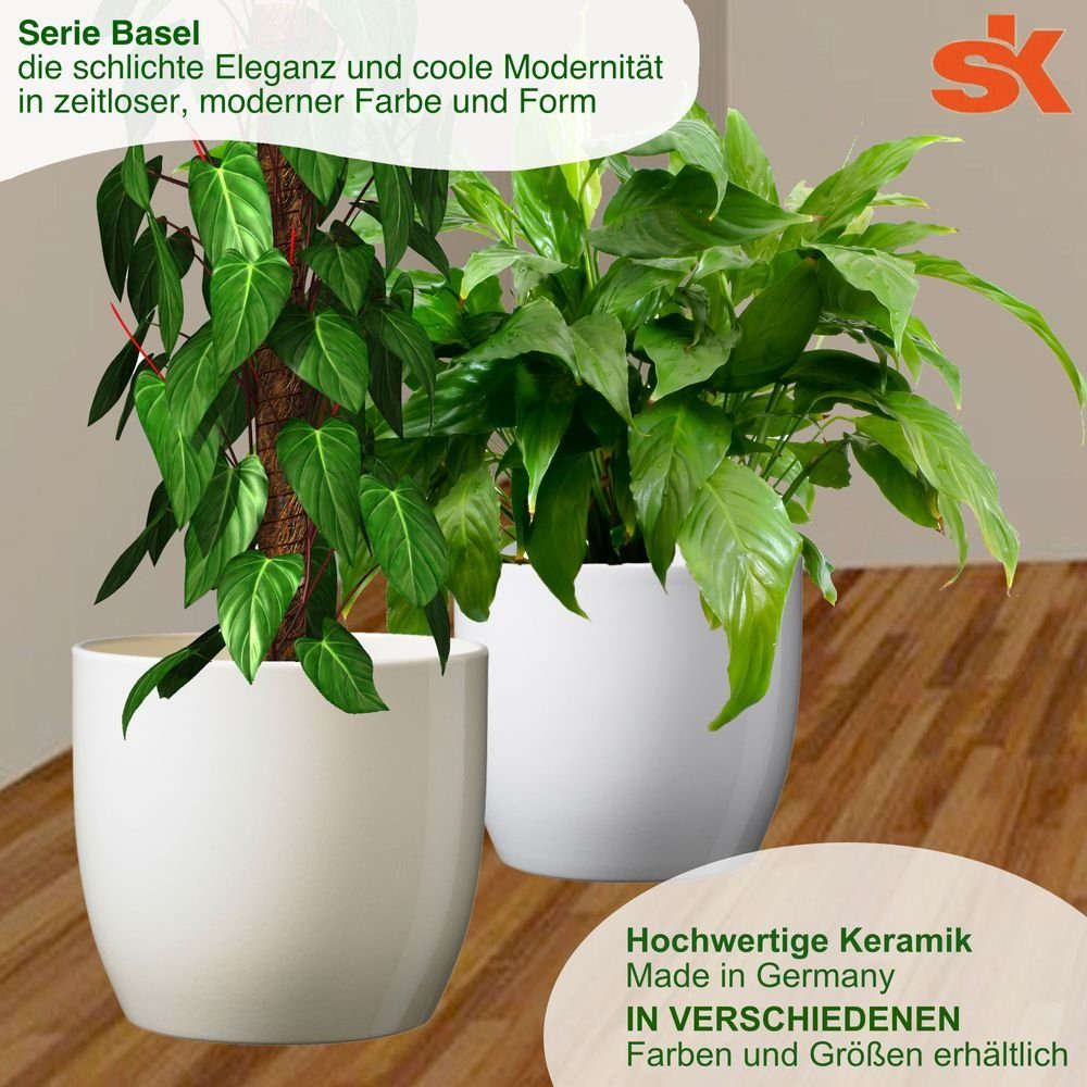 Heimwerkercenter Übertopf Kermikübertopf Basel ø12 cm, weiss glänzend, hochwertiges Wohnambiente